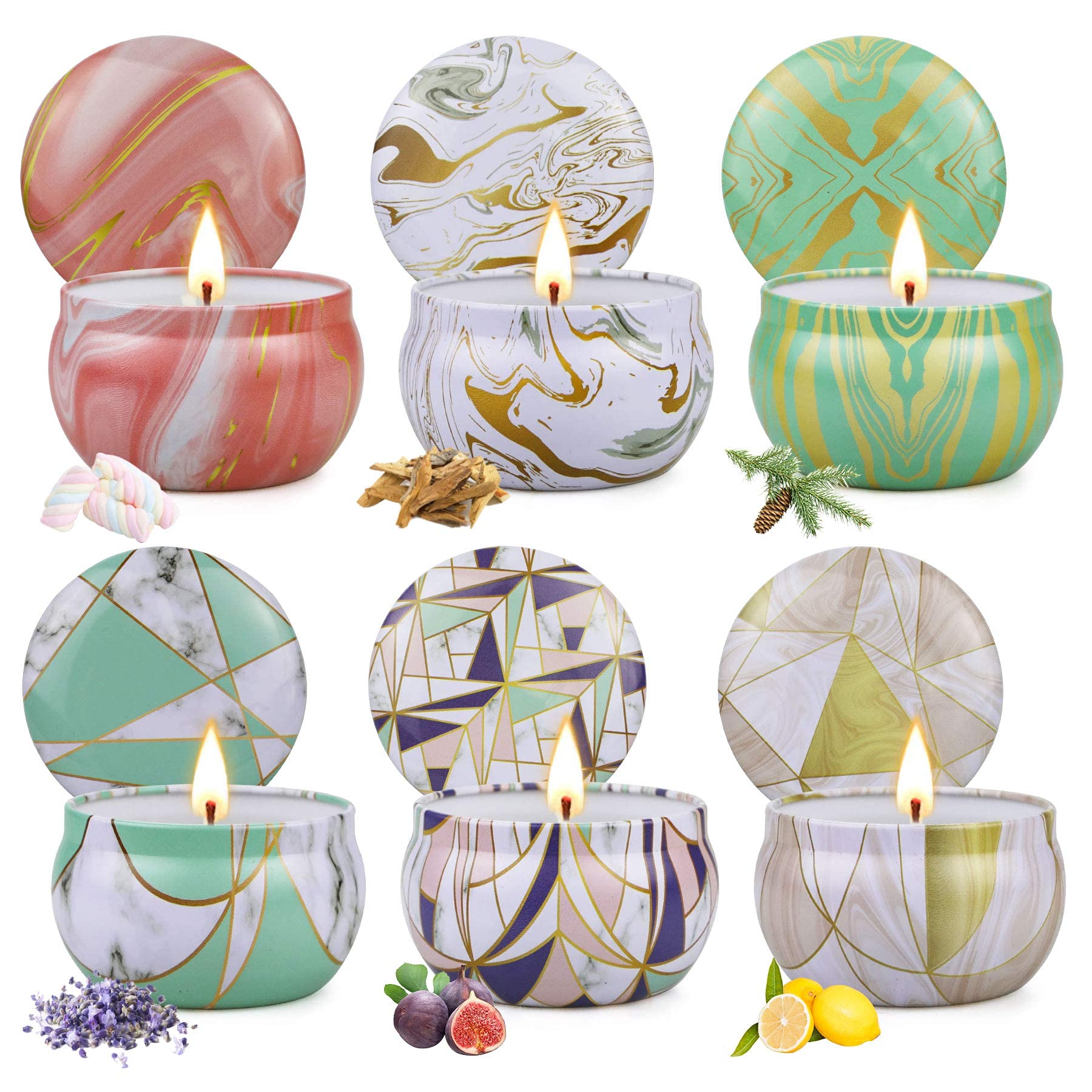 Scented Candles Gift Set, 6 Packs Candles for Home Scented, 120H Burning Time,Stress Relief & Mothers Day Gifts for Mom, Ideal G