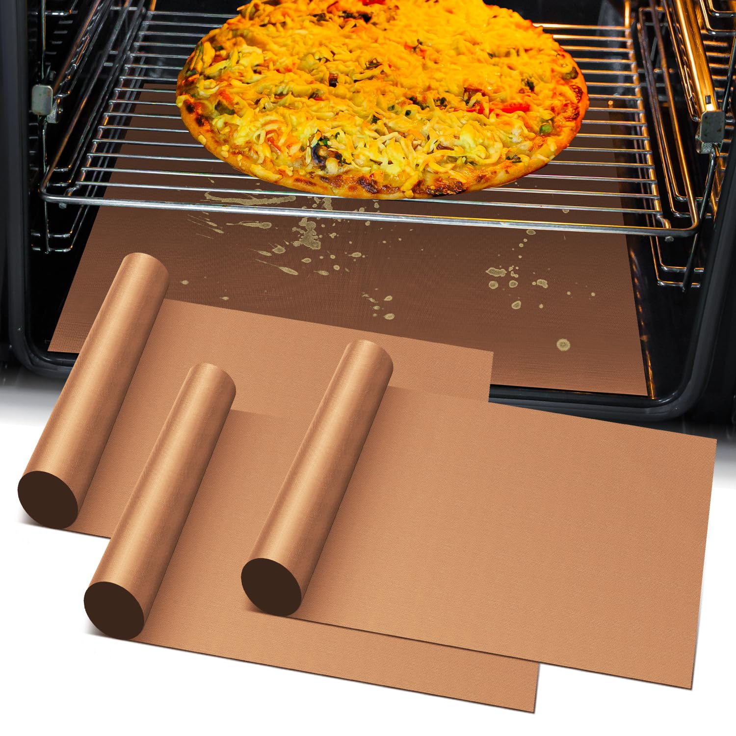 3 Pack Heavy Duty Oven Cover - 23.6x 15.7 Non-Stick Reusable Liner for Electric, Gas, Toaster Ovens, BBQ - BPA & PFOA Free