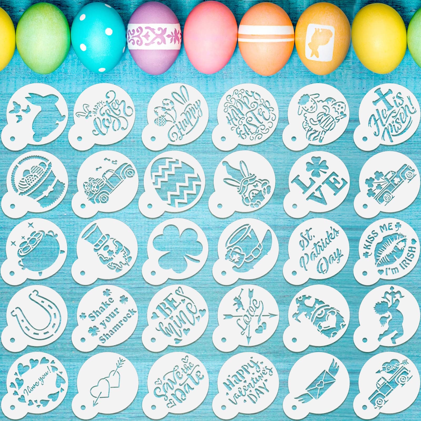 Chinco 30 Pieces St. Patrick'S Day Easter Cookie Stencils Cake Stencils Desserts Cookies Baking Stencil Cake Decoration Stencils