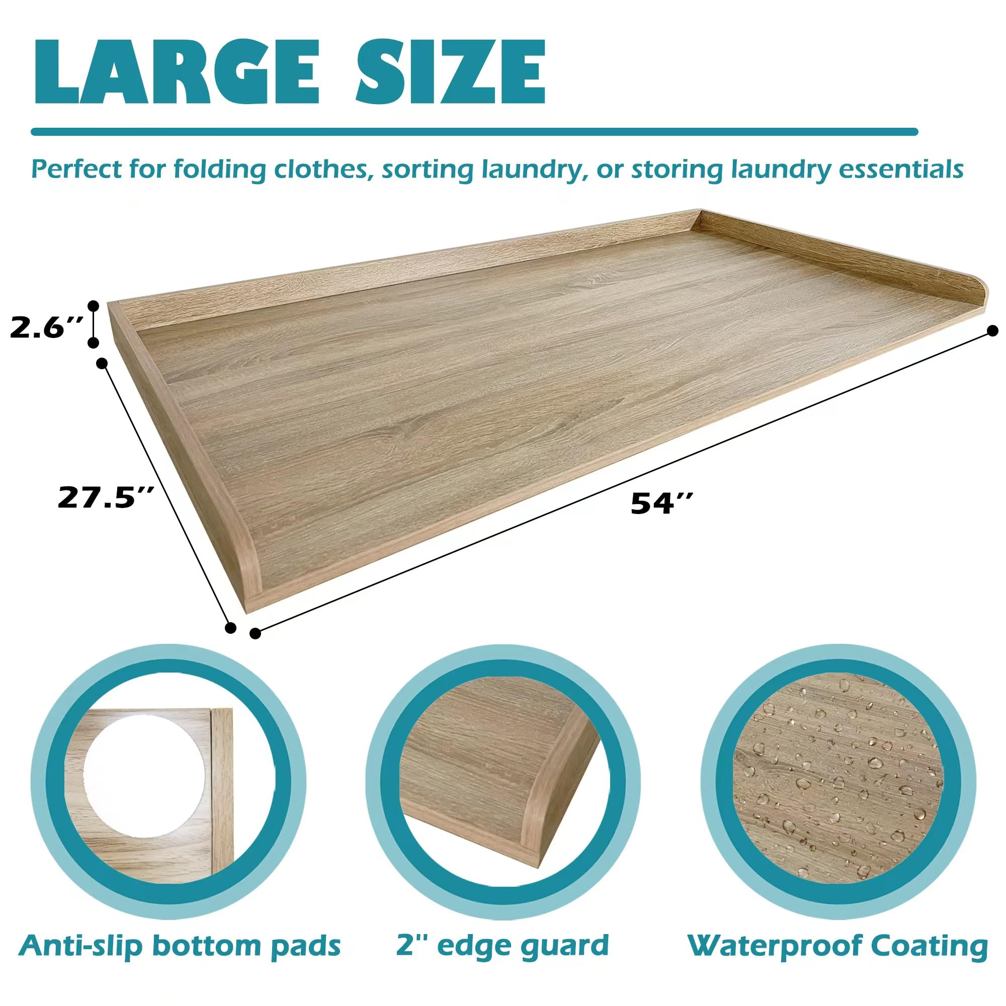 Royxen Laundry Countertop Solid Wood, Countertop For All Front-Loaded Washing Machine And Dryer, Extra Room For Laundry Room, Wh