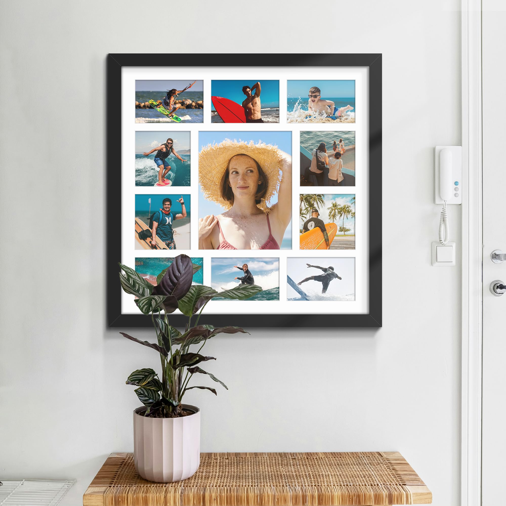 DUENPY 20x20 Collage Picture Frames Display One 8x10 Inch and Six 4x6 and Four 5x5 Photos Collage Wall Decor Wall Hanging or Tab