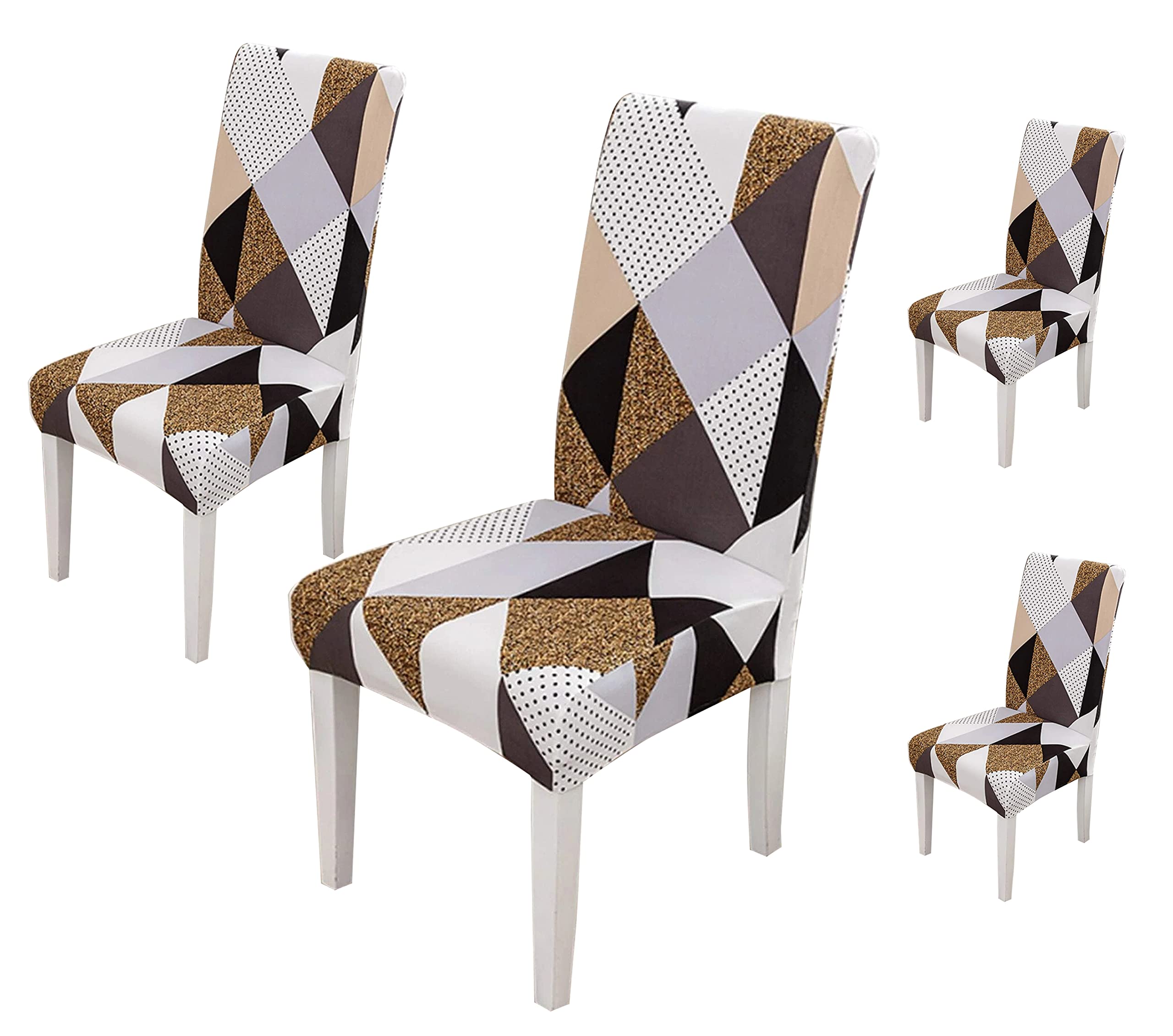 House Of Quirk Elastic Chair Cover Stretch Removable Washable Short Dining Chair Cover Protector Seat Slipcover (Pack 4, Classic