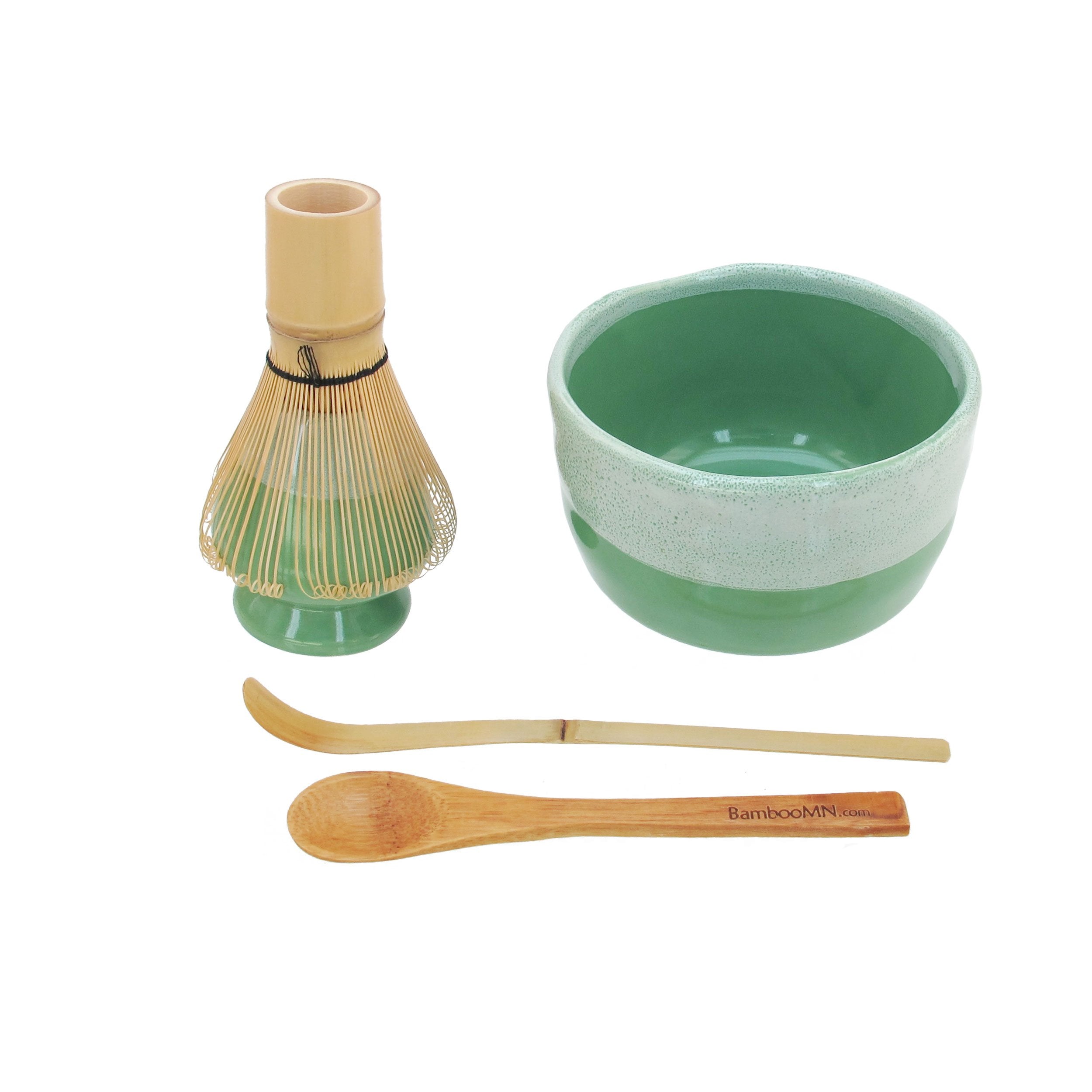 Bamboomn Matcha Bowl Set (Includes Bowl, Rest, Tea Whisk, Chasaku & Tea Spoon) 1 Set Mint Green