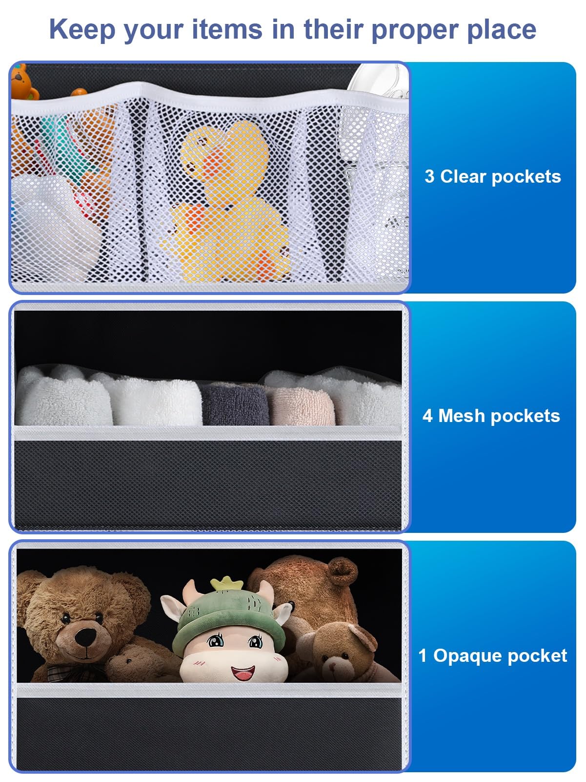 2 Pack Over The Door Organizer, 5-Shelf Hanging Storage Organizer With Clear Window 4 Large Capacity Pockets, Swing-Proof Foldab