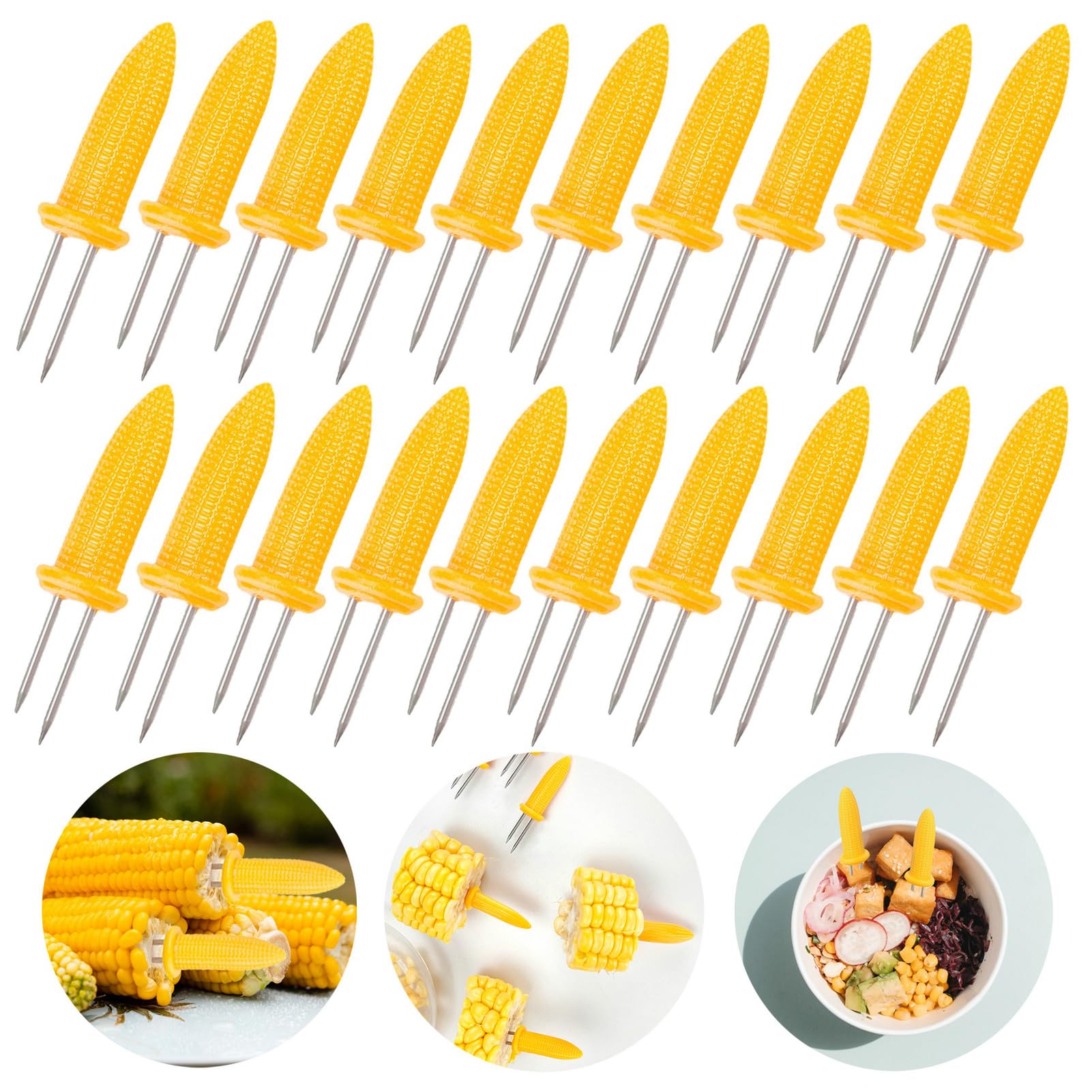 Peouwnes 20 Pack 3.54 Inch Large Corn Holders, Stainless Steel Corn On The Cob Holders, Corn On The Grill, Corn On The Cob Skewe