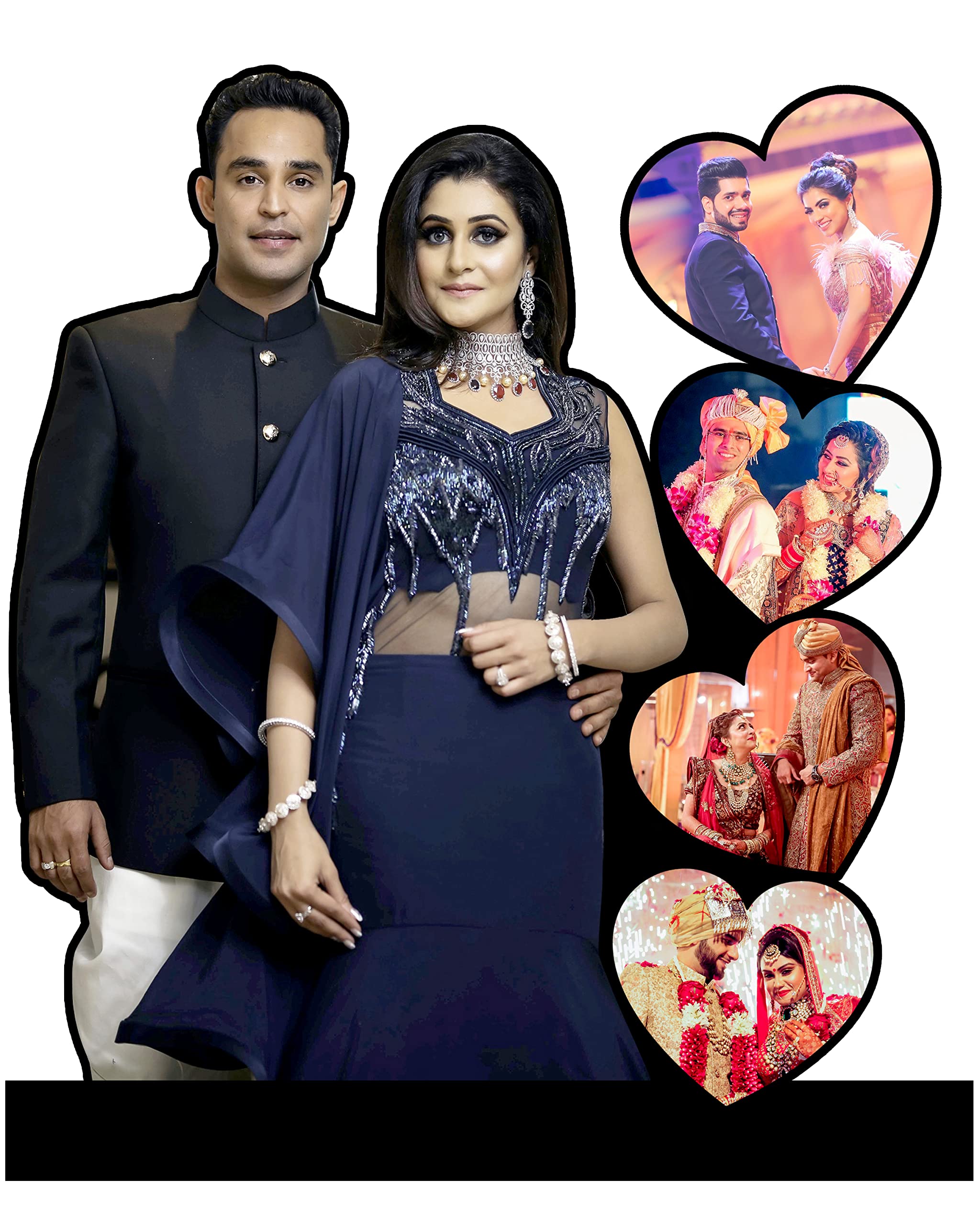 Shri Kanth Art Heart Customized Couple Photo Frame With Photo, Personalized Photo Or Picture Frame - Wall Mounted Wooden - Mosai