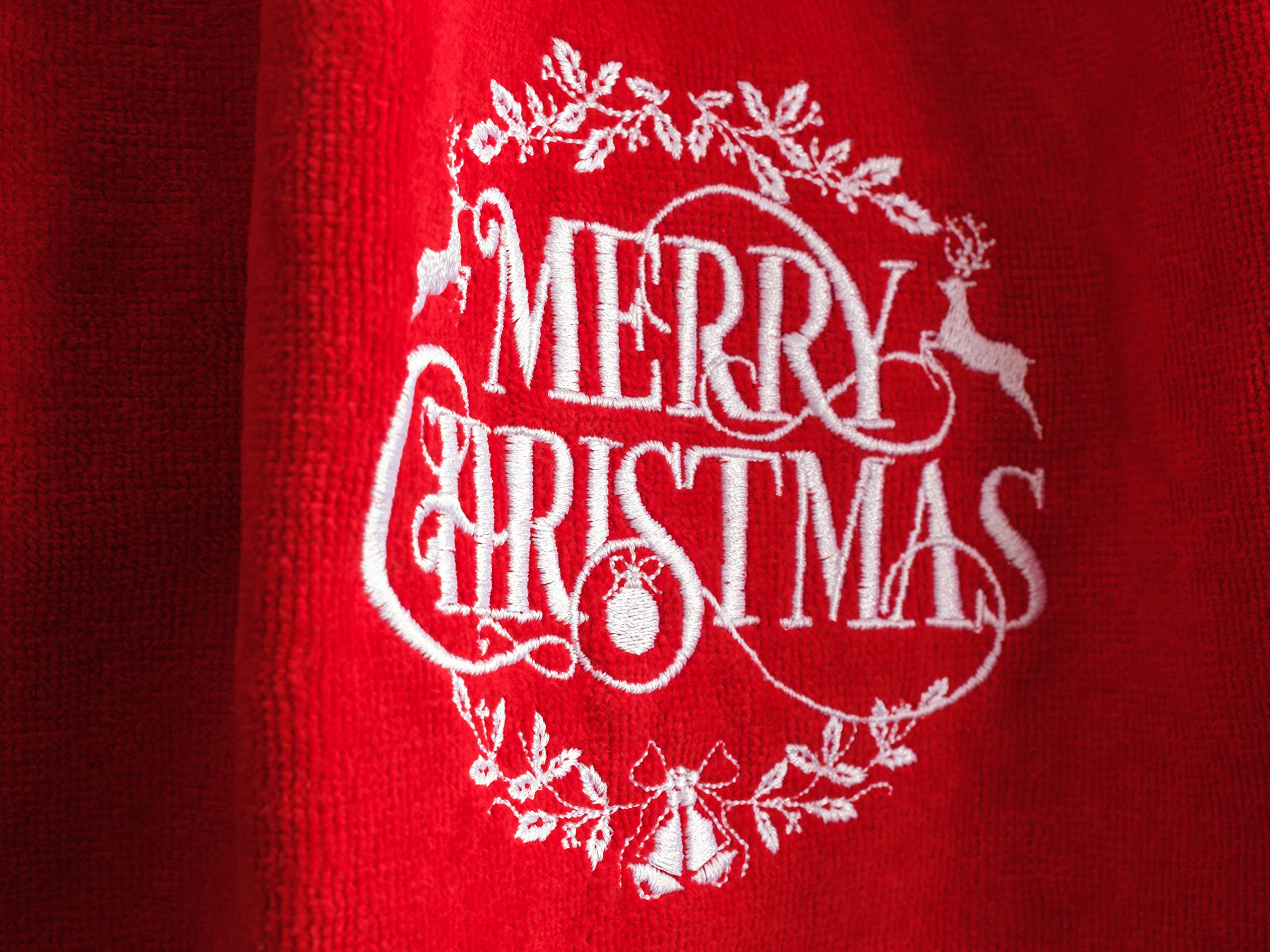 American Soft Linen Christmas Bath Towels Bathroom Set, 2 Packed Embroidered Decorative 100% Turkish Cotton Hand Bath Towels, Di