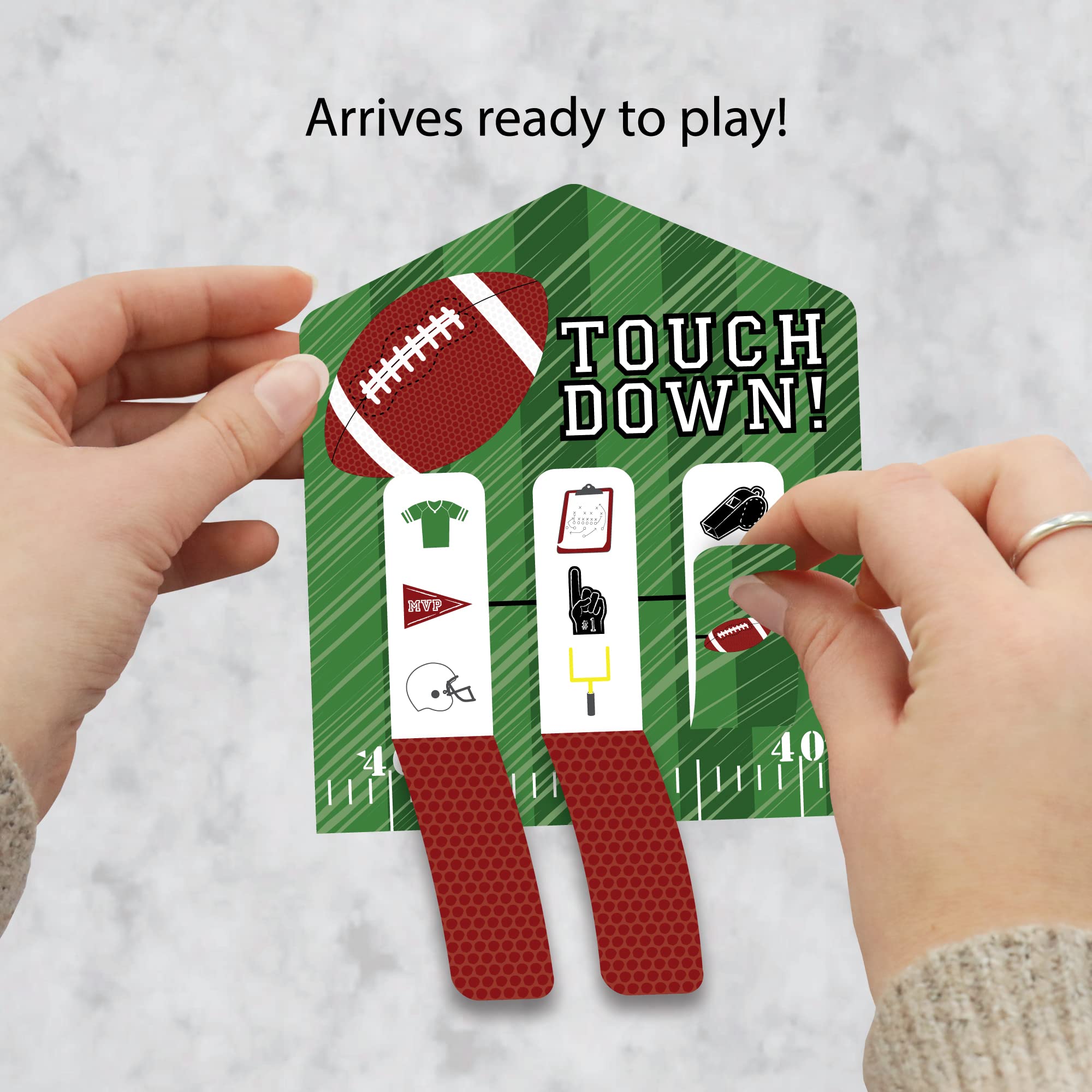 Big Dot Of Happiness End Zone - Football - Baby Shower Or Birthday Party Game Pickle Cards - Pull Tabs 3-In-A-Row - Set Of 12