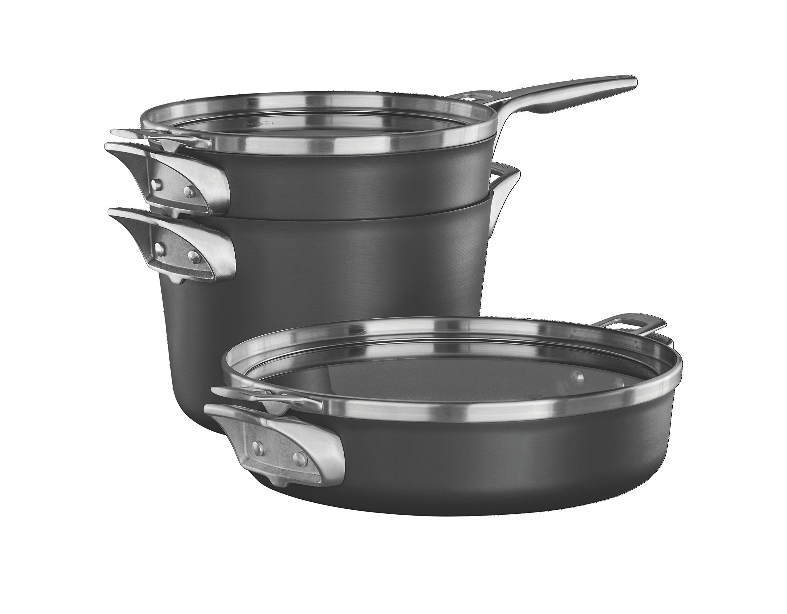 Calphalon Premier Space Saving Nonstick Supper Club Set, 2032932, Black, 5-Piece