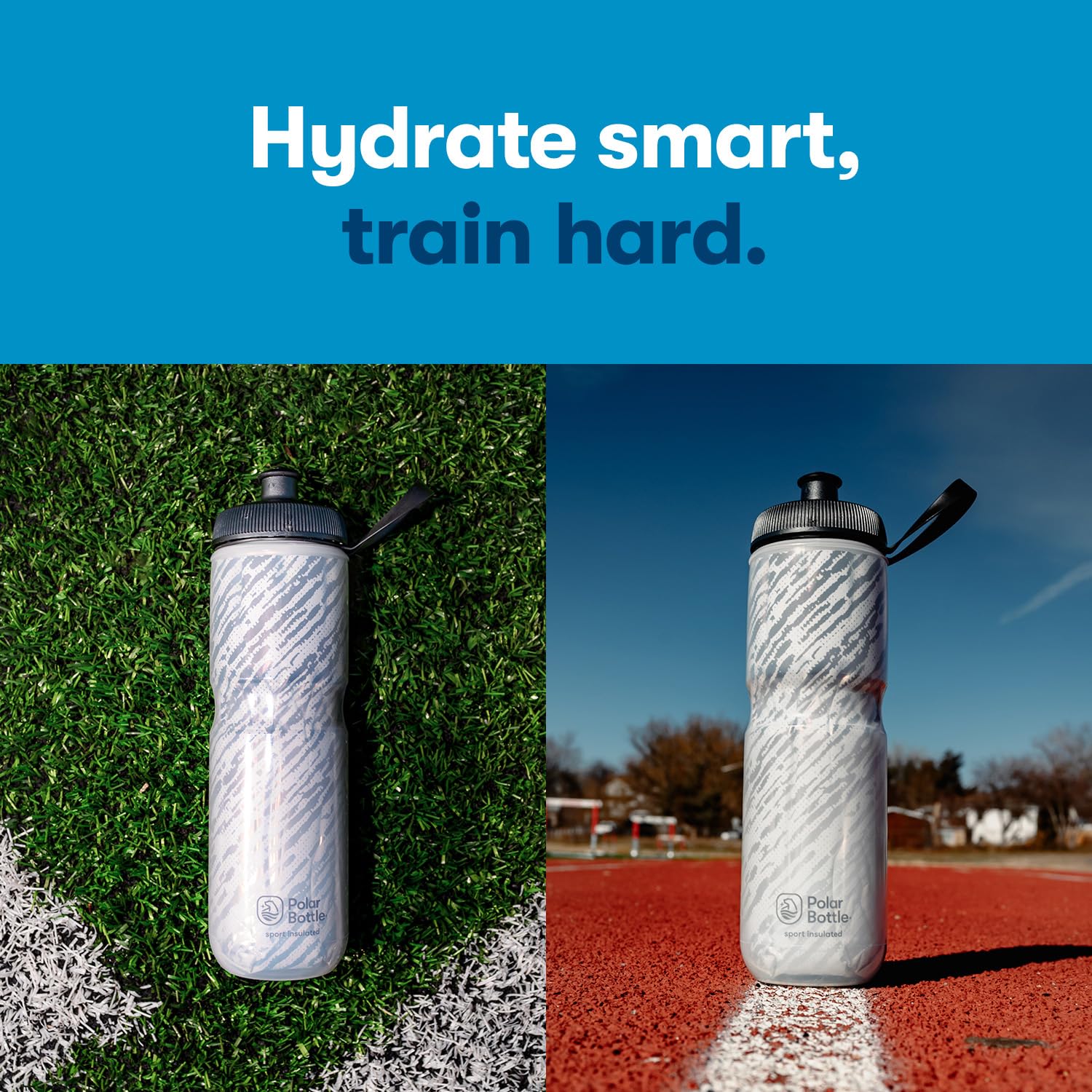 Polar Bottle Sport Insulated Water Bottle - Bpa-Free, Sport & Bike Squeeze Bottle With Handle (Contender - Charcoal & Silver, 20