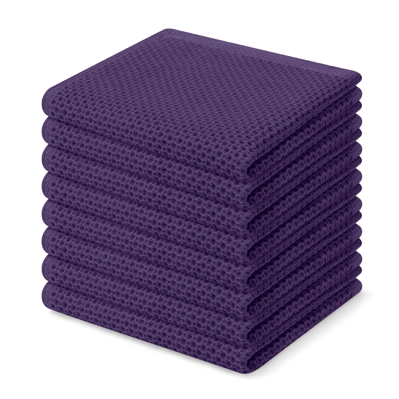 Homaxy 100% Cotton Waffle Weave Kitchen Dish Cloths, Ultra Soft Absorbent Quick Drying Dish Towels, 12 x 12 Inches, 8-Pack, Eggp