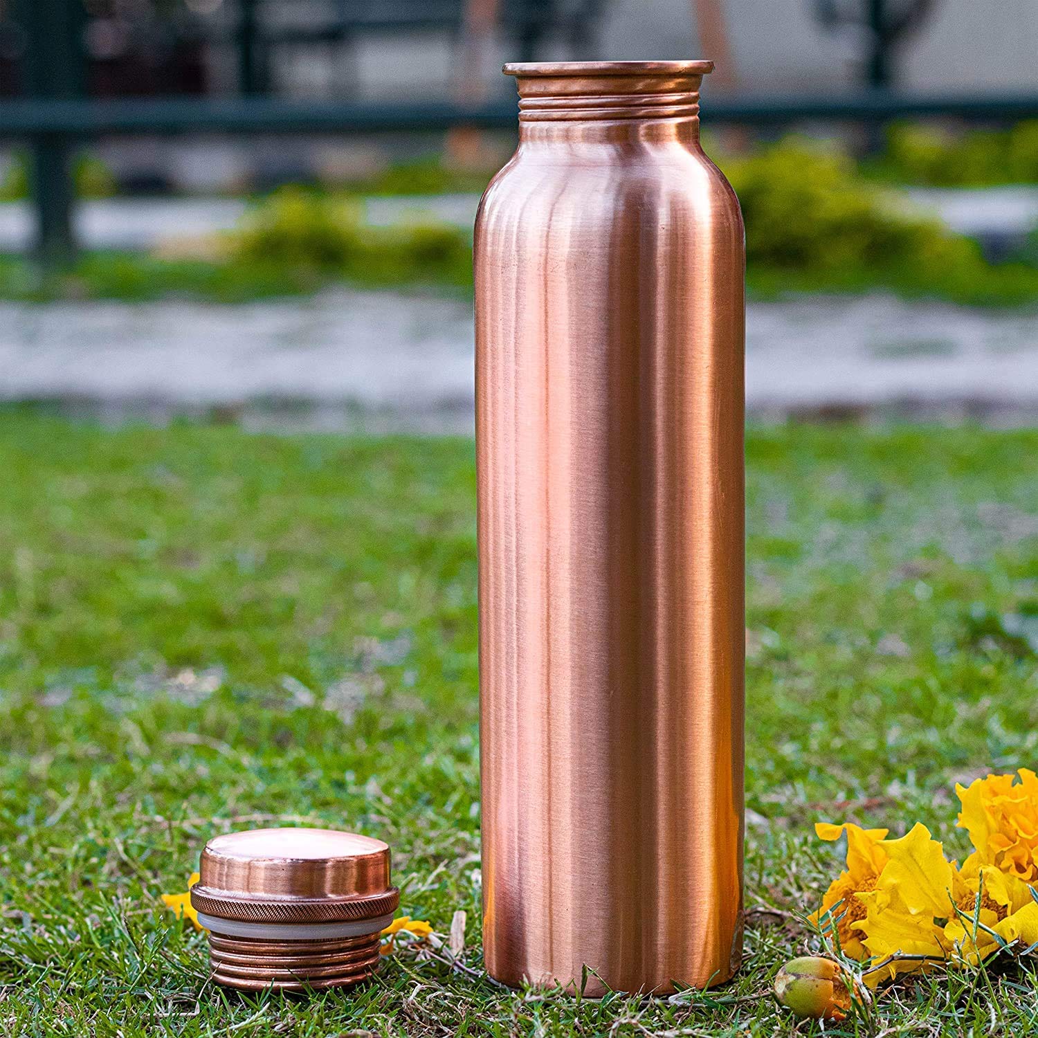 TreegoArt Copper Water Bottle 100% Pure Copper Water Bottle Leak Proof & Rust Proof for Home, School And Office  1000 Ml Pack O
