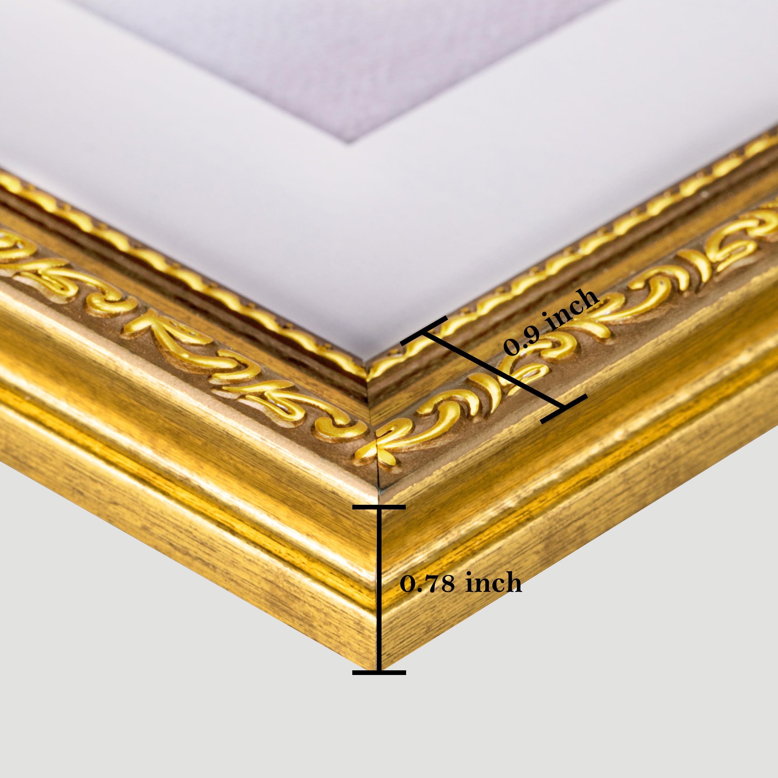 eletecpro 11x14 Picture Frames Set of 4, Vintage Photo Frame with Glass, Gold Frames 11 x 14 Display 8x10 Photo with Mat or 11x1