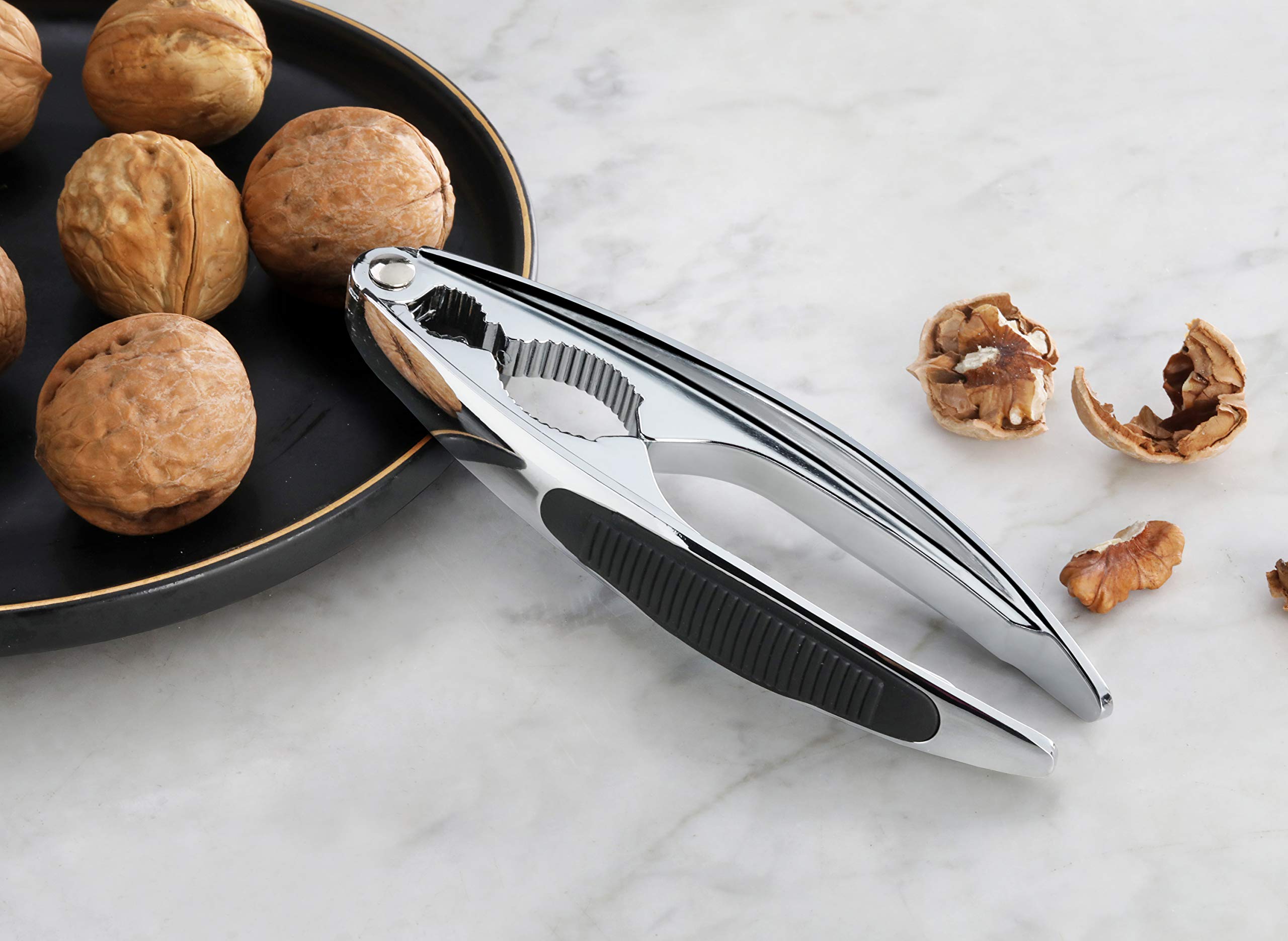 New Star Foodservice 27969 Die Cast Zinc Alloy Lobster Nutcracker Seafood Cracker With Soft Rubber Grips, 6'', Silver
