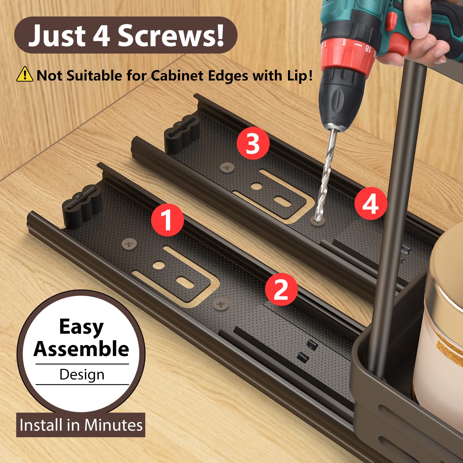 DABIGE 2 Packs Pull Out Spice Rack Organizer for Cabinet, Slide Out Spice Racks Organizer, Easy to Install Spice Cabinet Organiz