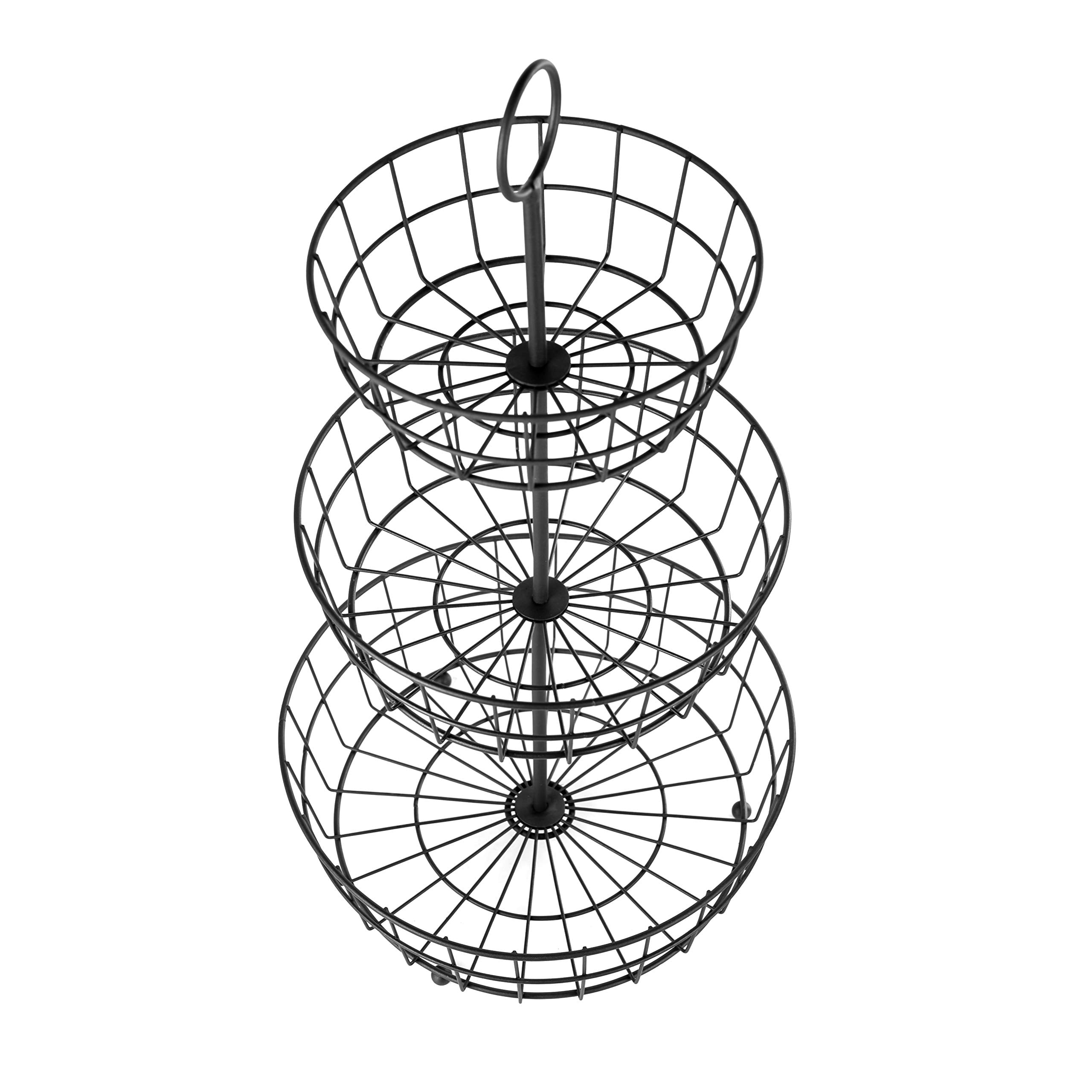 Hanze 3-Tier Wire Fruit Basket Bowl, Detachable Vegetable Bread Basket Display Storage Stand, Design For Kitchen, Bathroom Organ