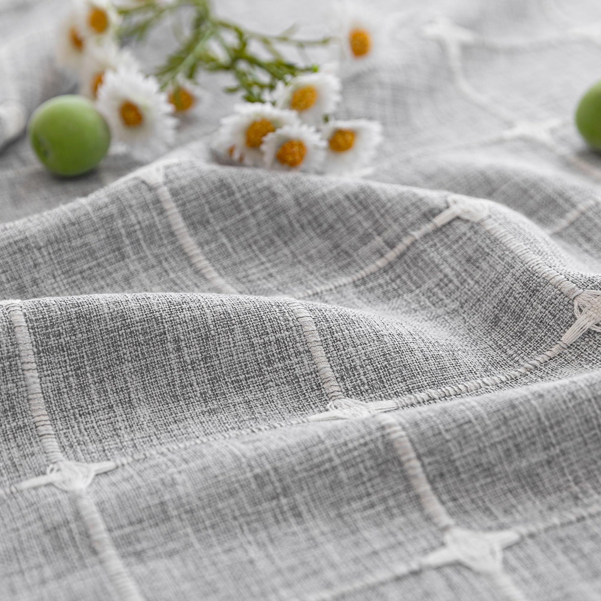 Farmhouse Shower Curtain With Snap-In Liner,No Hooks Needed,Boho Fabric Shower Curtains With Tassels For Rustic Neutral Bathroom