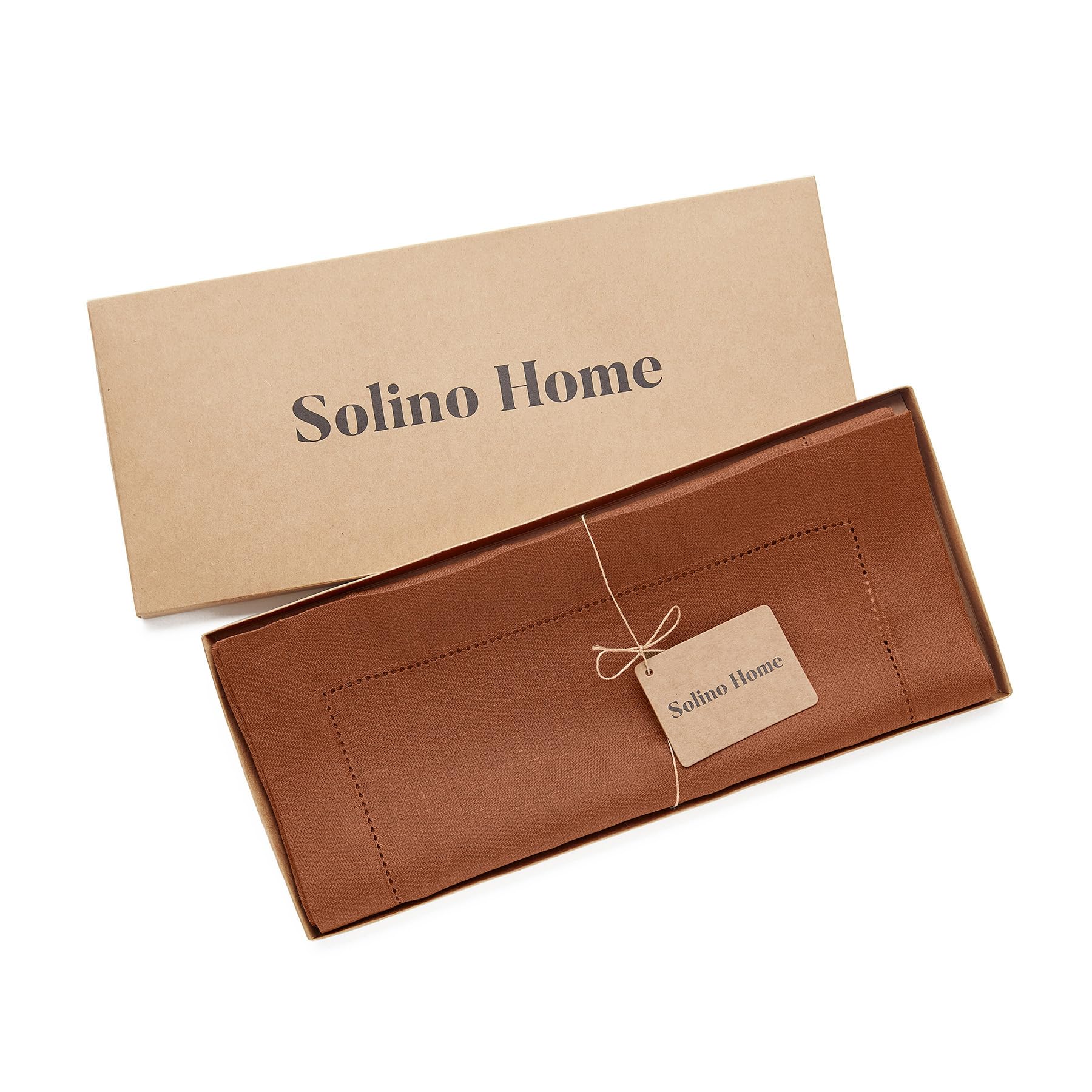 Solino Home Linen Cinnamon Table Runner 36 Inch - 100% Pure Linen Classic Hemstitch Short Table Runner 14 X 36 Inch Ideal For Dr