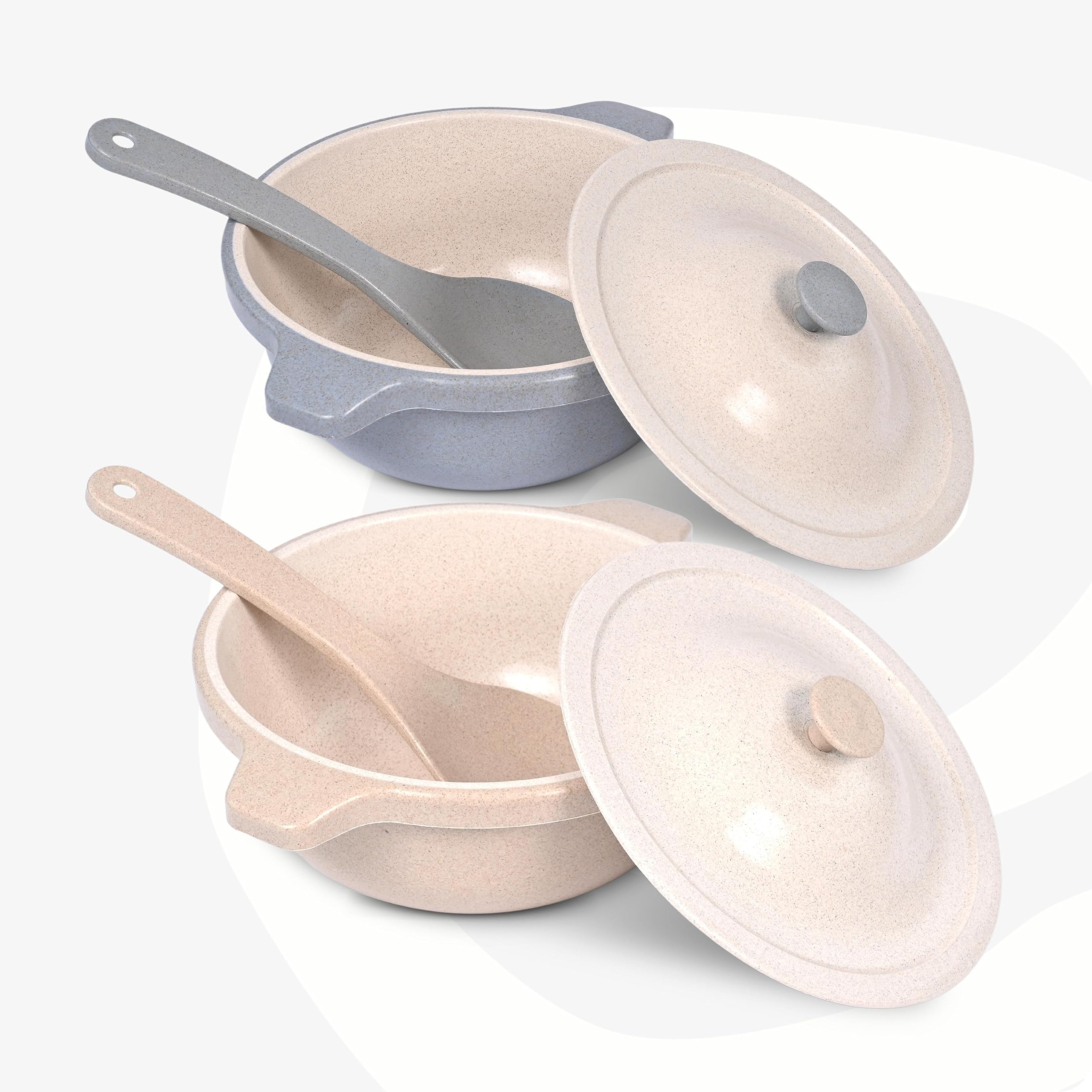 Eha Earth Friendly Serving Bowls With Lid | Microwave Safe | Made With Rice Husk And Bamboo Fibers | 1250 Ml Each | Set Of 2 | S