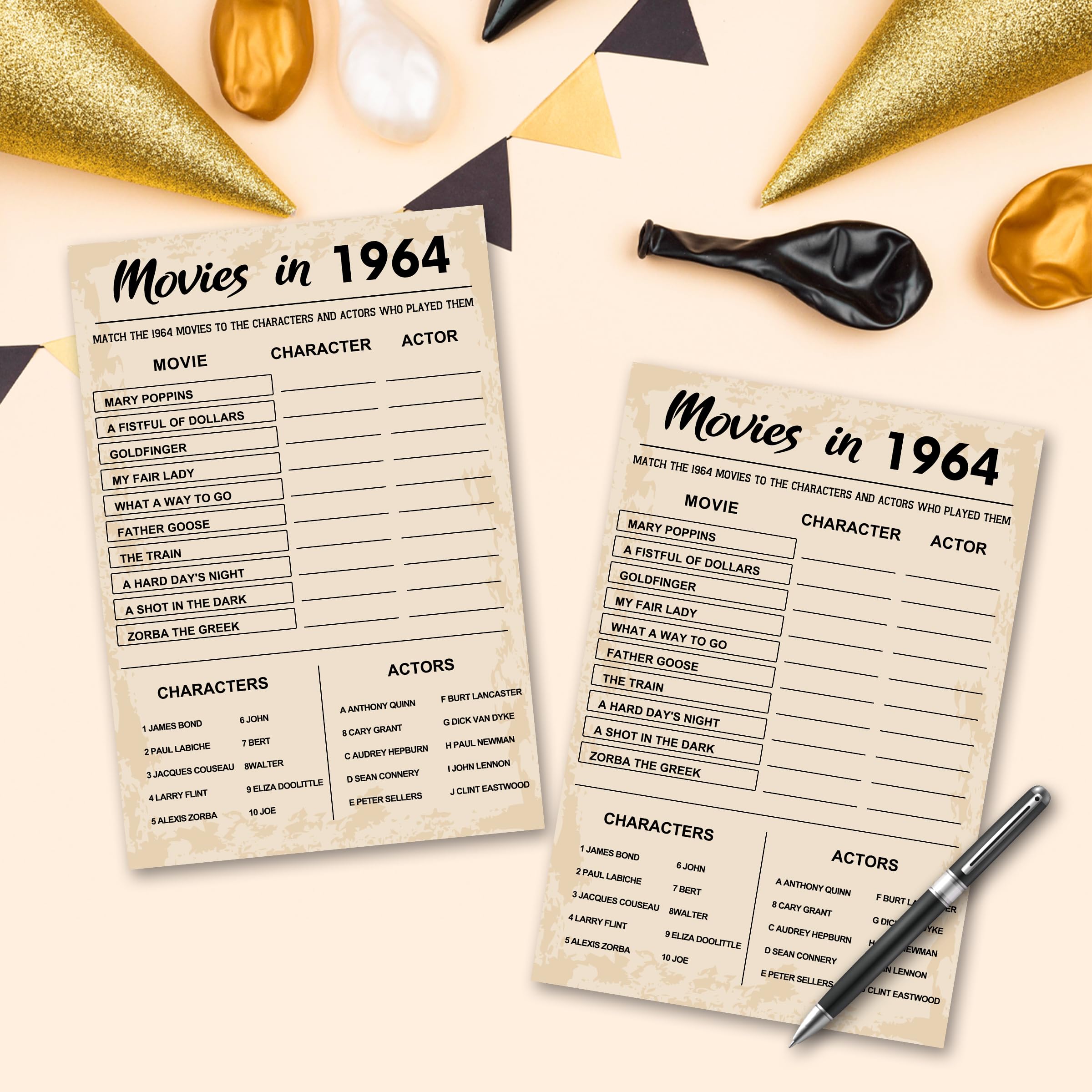 60Th Birthday Party Games, Movies In 1964 Games, Birthday Party Supplies For Adults, Fun 1964S Party Game,Pack Of 30 Cards