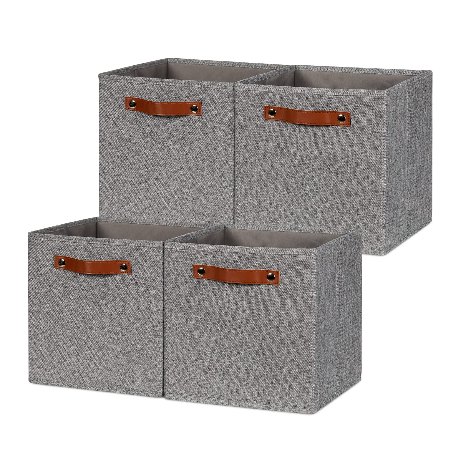 Hnzige Shelf Storage Cubes Bins For Organizing, Set Of 4, Cabby Fabric Cube 11X11 Cube Storage Bins, Closet Bins For Cube Organi