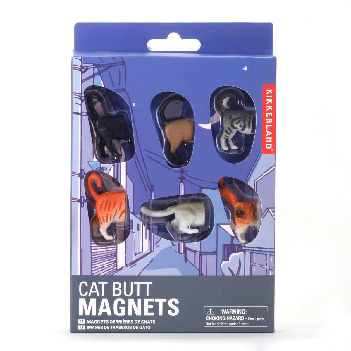 Kikkerland Magnetic Funny Cat Butt Refrigerator Decorative Magnets, Set Of 6, Novelty Gift, Cat Lovers