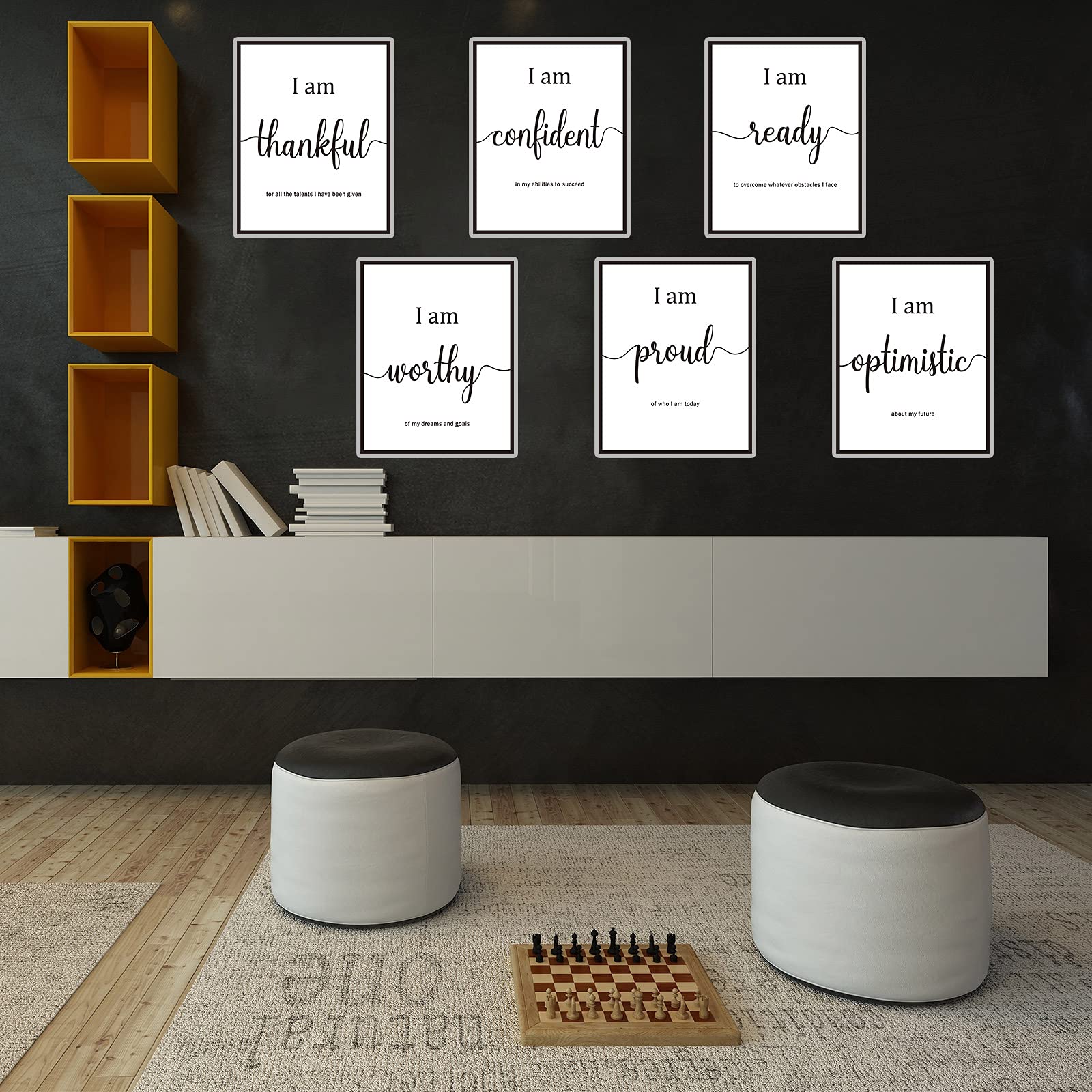 9 Pieces Inspirational Motivational Wall Art Office Bedroom Wall Art, Daily Positive Affirmations For Men Women Kids Inspiration