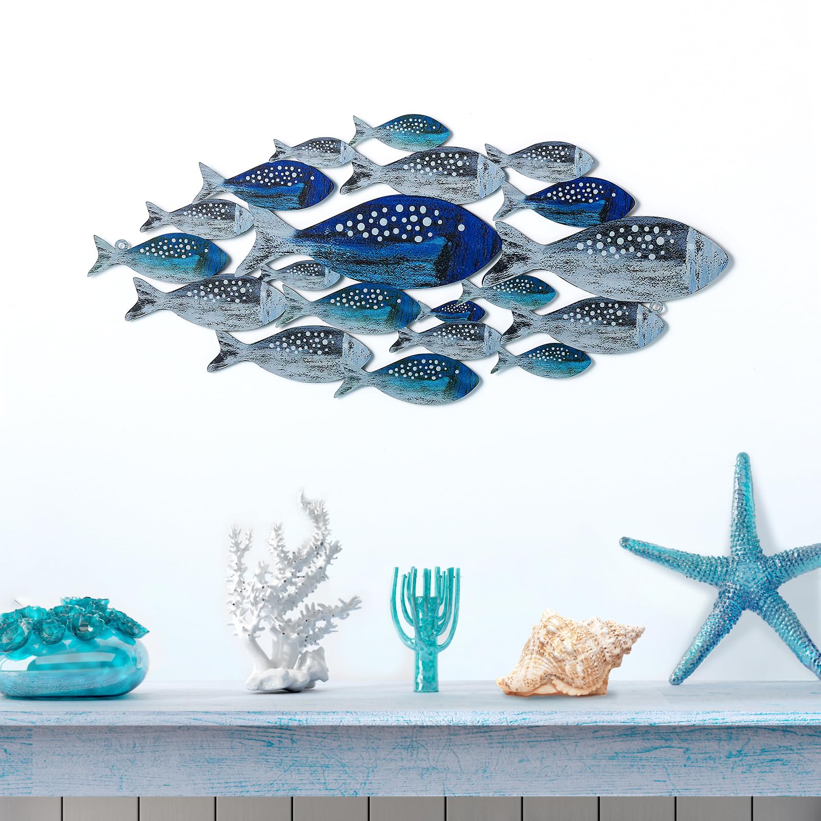 Metal Fish Wall Decor Handcrafted Fish Art Summer Metal Wall Sculpture Marine Decor for Coastal Nautical Beach or Boat Decor Col