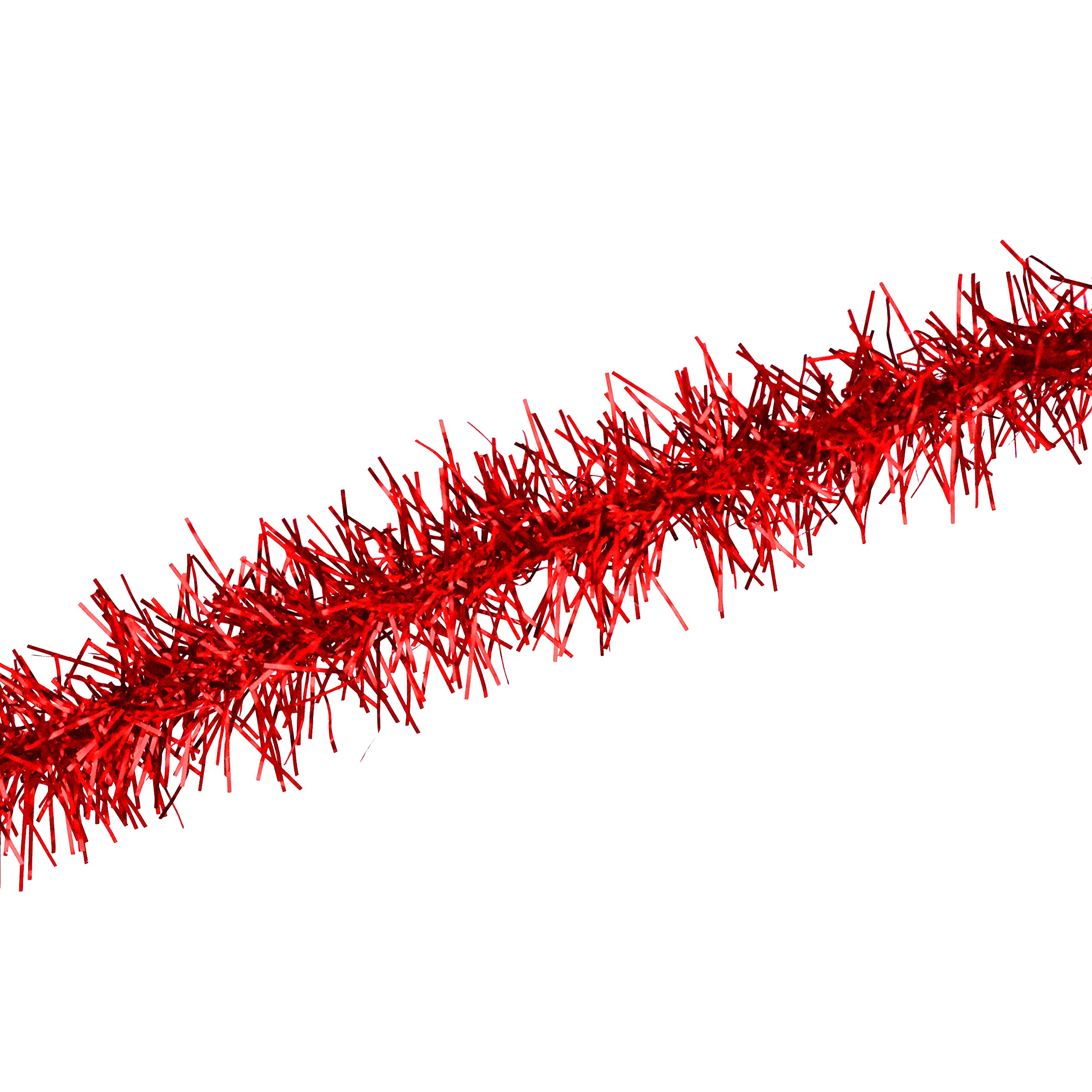 Mandala Crafts Red Tinsel Garland - 30 Feet Thin Metallic Foil Glitter Mini Garland for Christmas Tree, Party, Wedding Decor, an