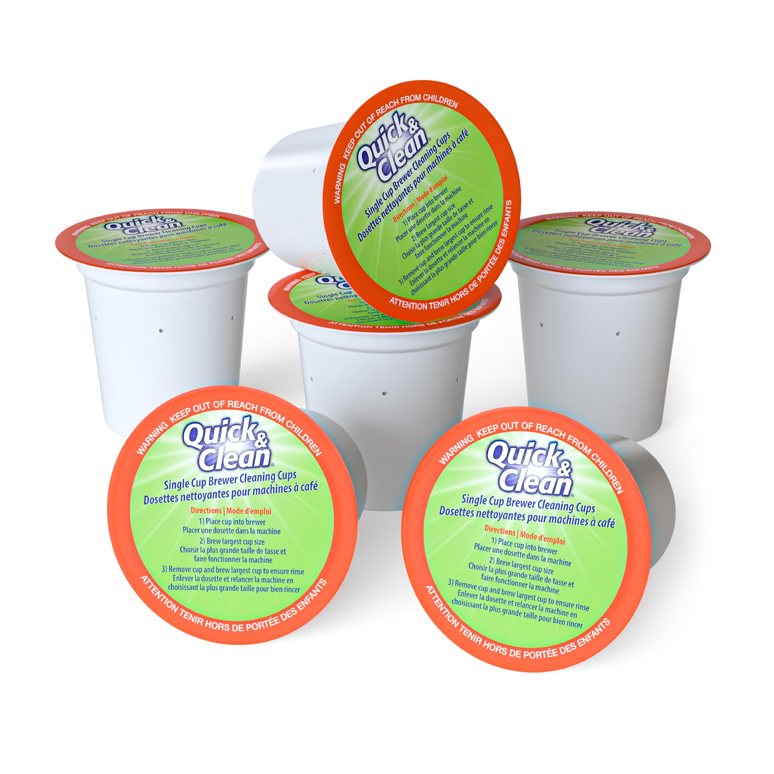 Quick & Clean [6-Pack] Keurig Cleaning Pods - K Cup Cleaner Pod For Keurig - 2.0 Coffee Machine Compatible, Removes Stains, Non-
