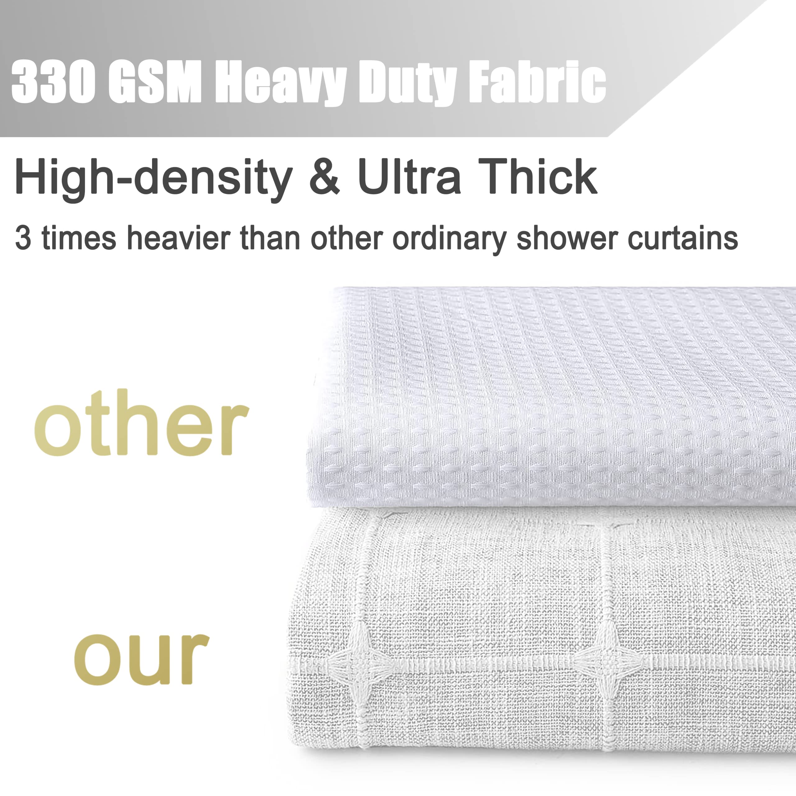 Waffle Weave Shower curtain with Stainless Steel Hooks - 230 gSM Heavy Duty Fabric Bath curtains  Hotel Luxury Quality  Water Resistant  Machine Washable  Weighted Hem  36 x 72 Inches (Orange)