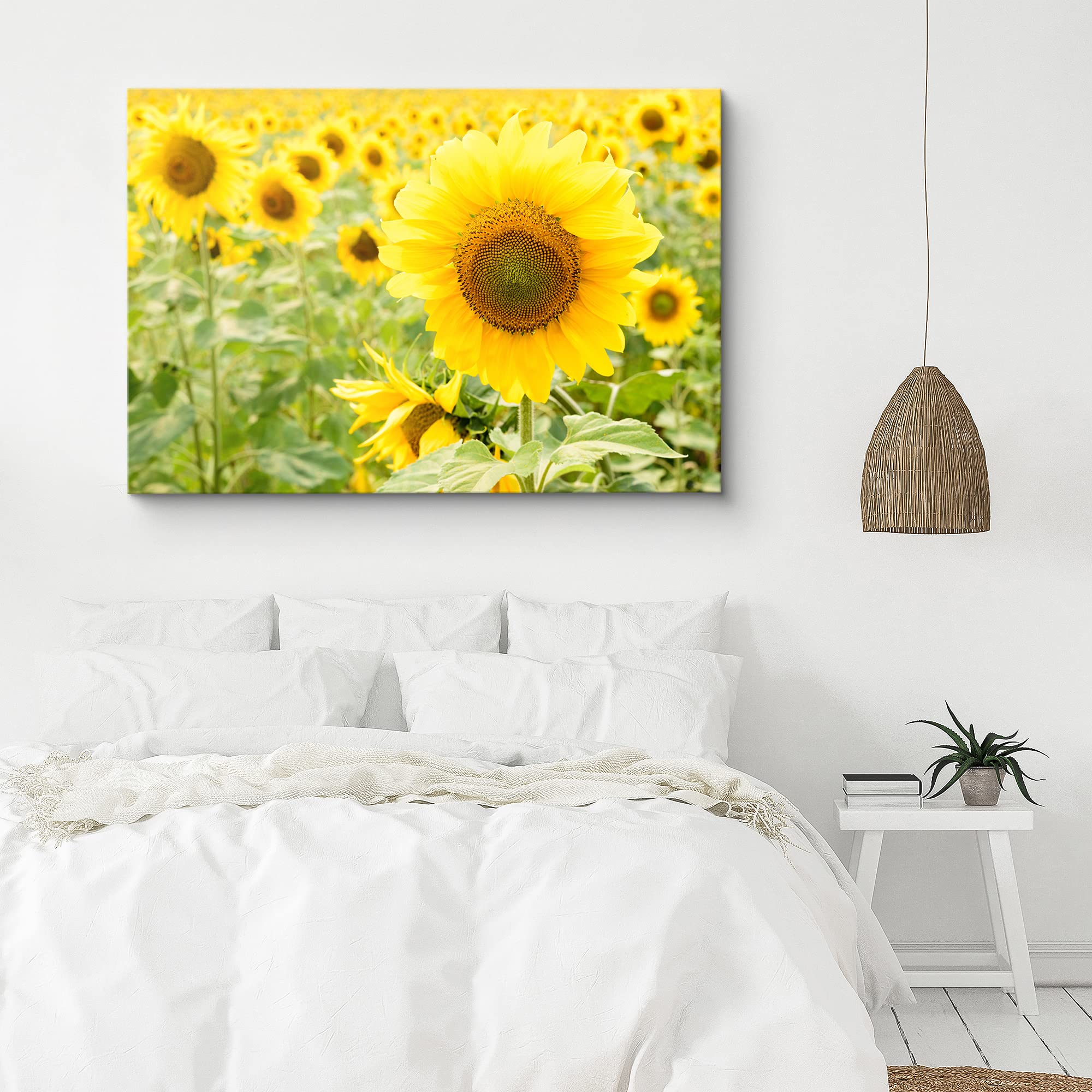 Signford Canvas Print Wall Art Yellow Sunflowers In The Field Floral Plants Photography Realism Contemporary Scenic Colorful Mul