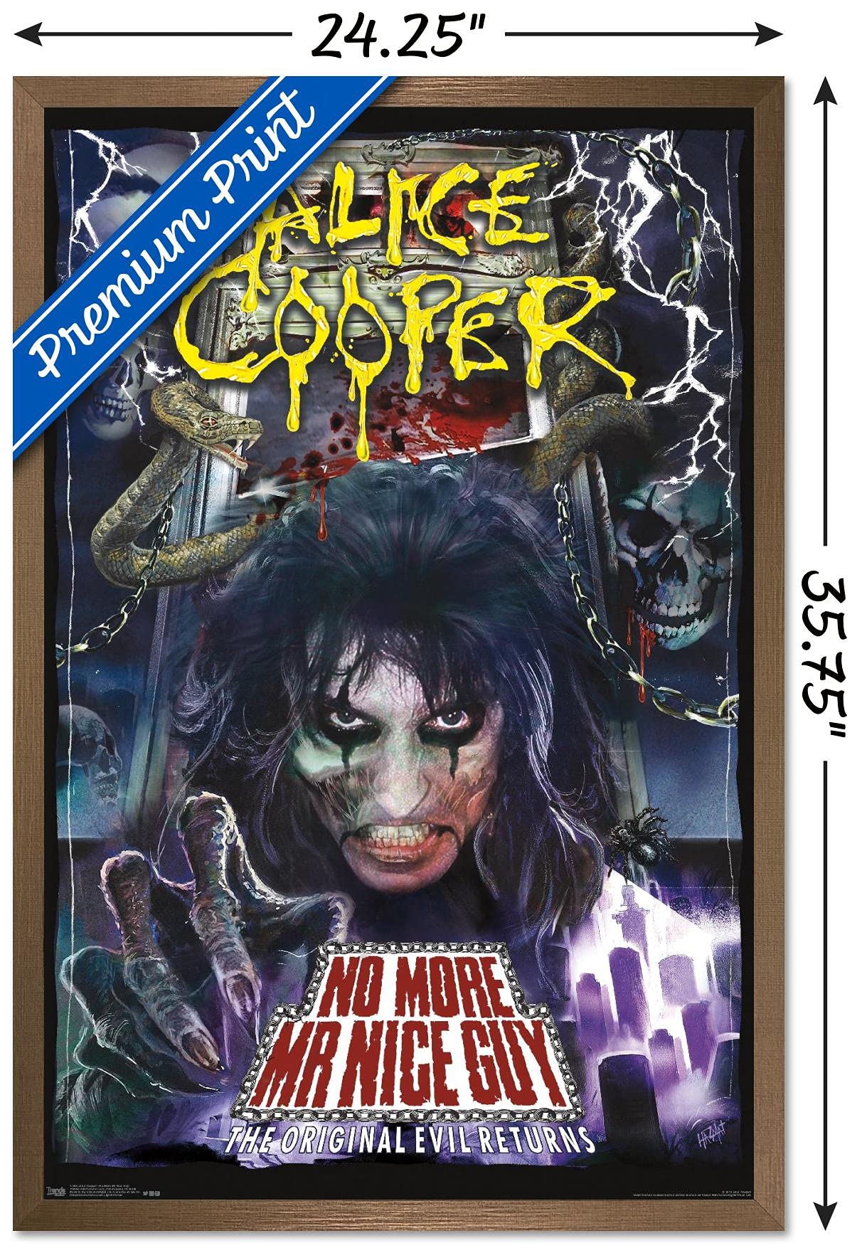 Trends International Alice Cooper - No More Mr. Nice Guy Wall Poster, 22.375'' X 34'', Bronze Framed Version