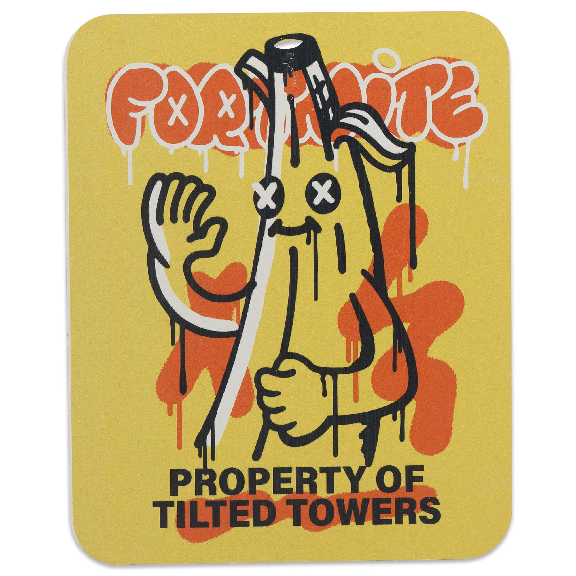 Fortnite Banana Property of Tilted Towers Wood Wall Decor - Funny Fortnite Sign for Gamer Bedroom