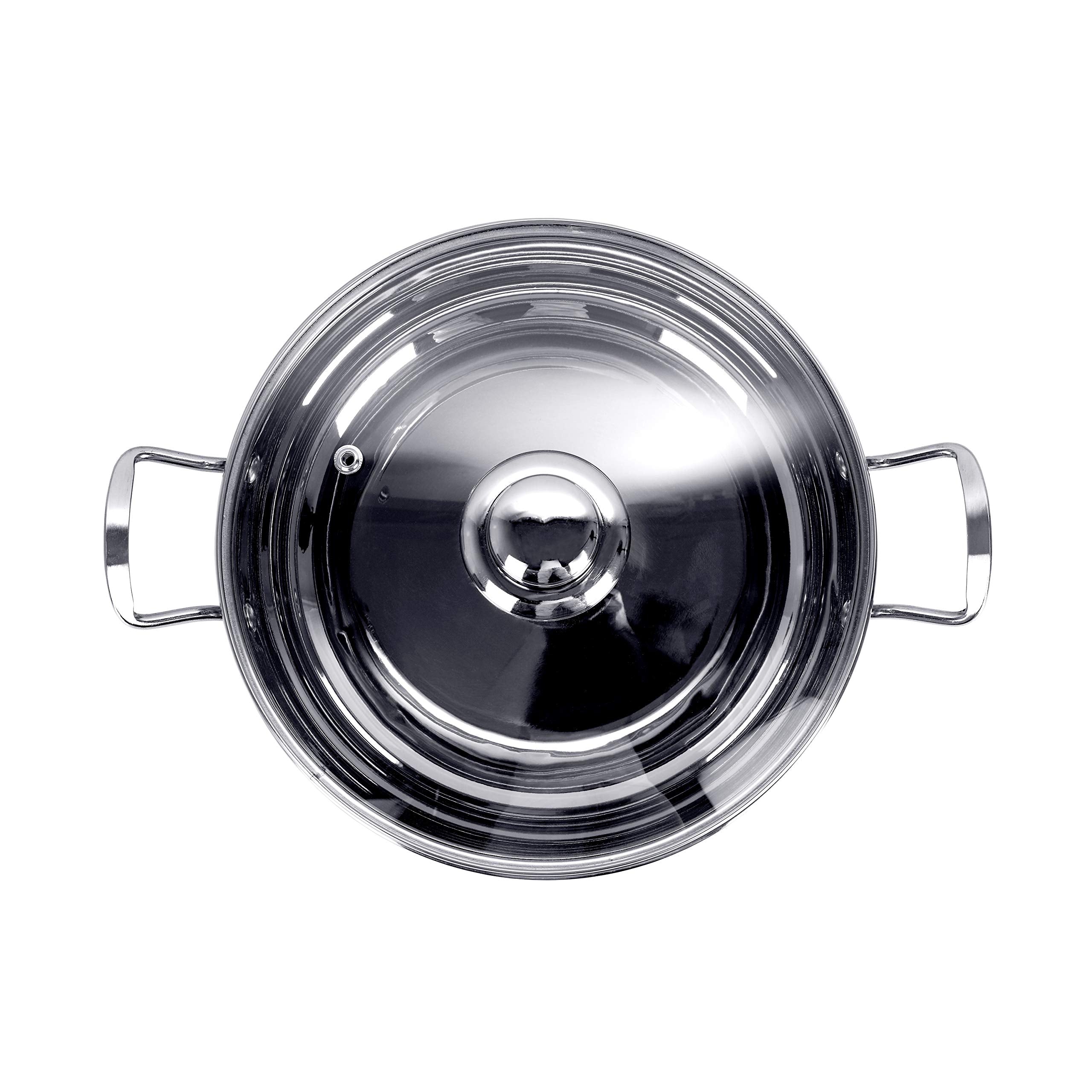 Sumeet Stainless Steel Induction Bottom (Encapsulated Bottom) Induction & Gas Stove Friendly Kadhai With Glass Lid Size No.15 (3