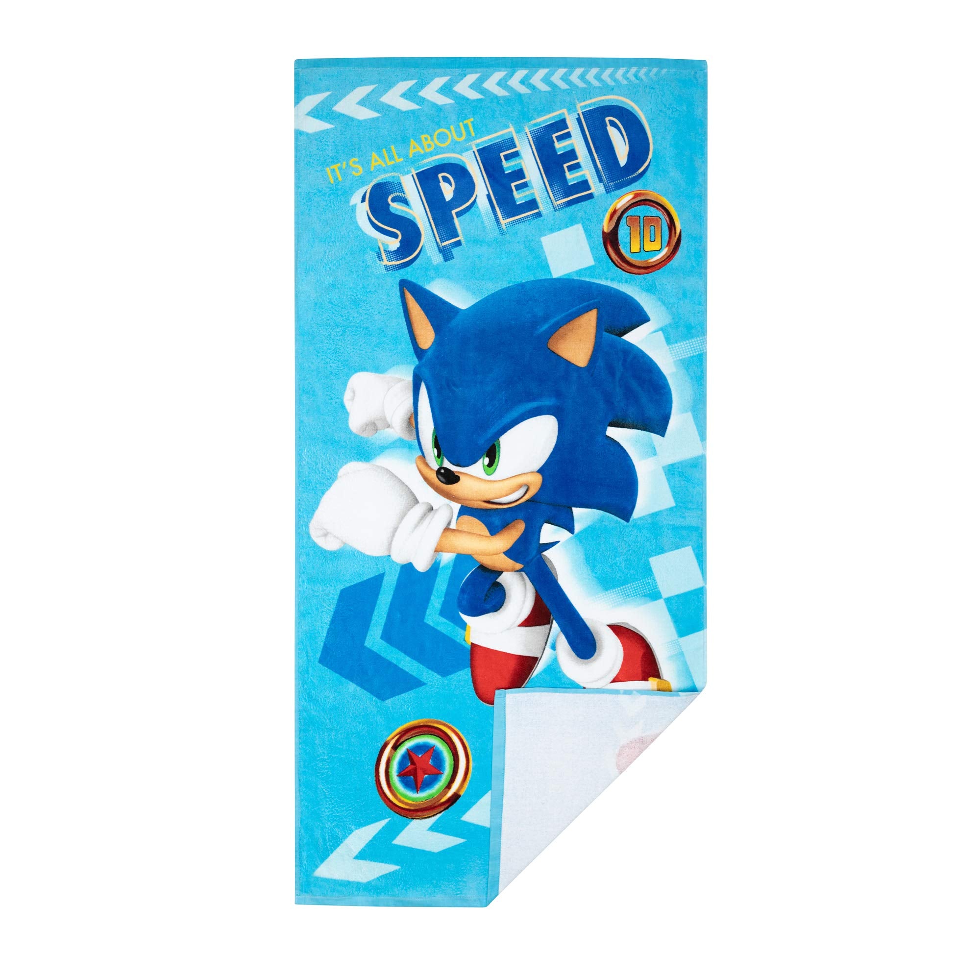 Franco Kids Super Soft Cotton Beach Towel  58 in x 28 in  Sonic The Hedgehog