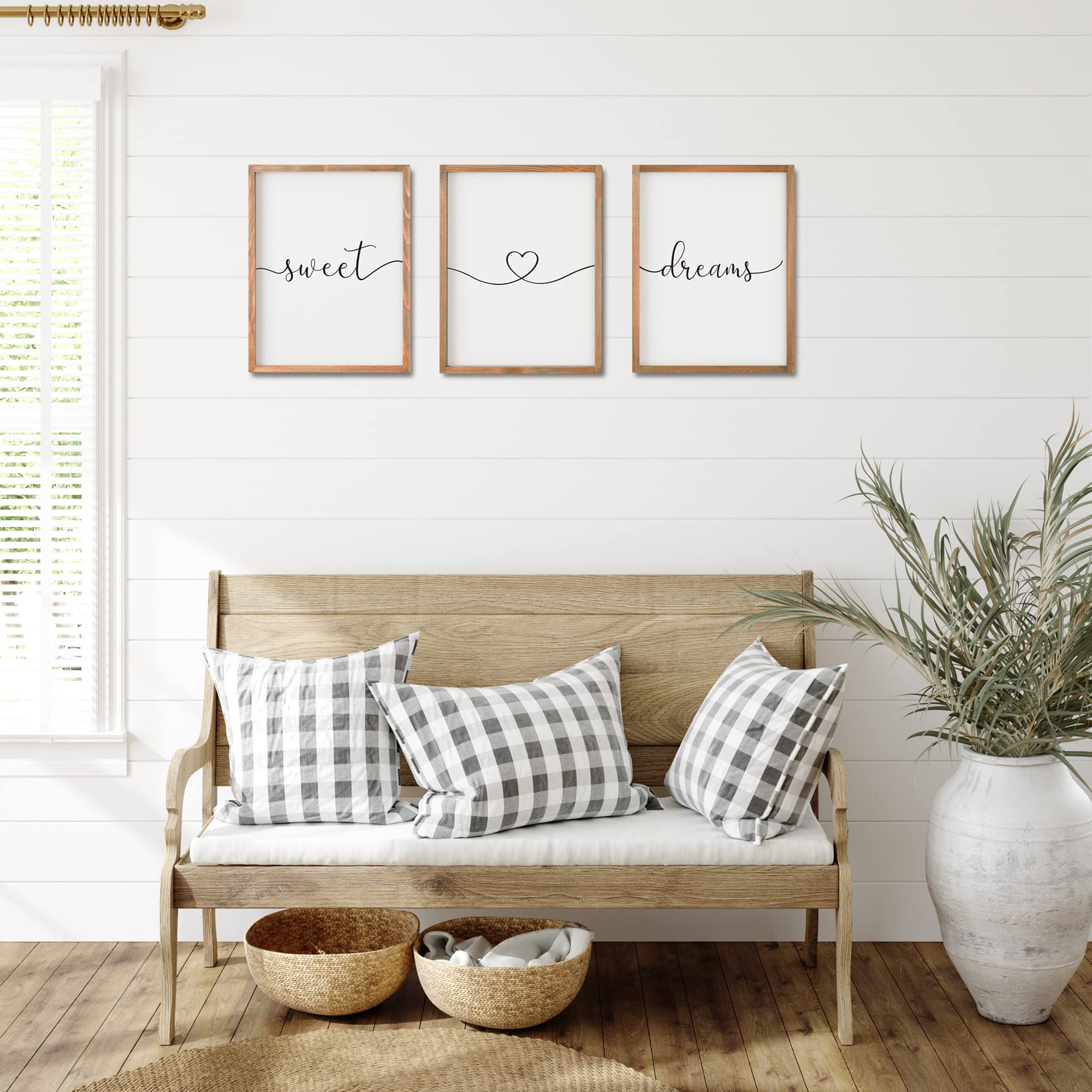 Set of 3 Sweet Dream Sign Bedroom Wall Decor Above Wed Wall Sign Farmhouse Wall Decor for Home Bedroom And Living Room (Brown, 1