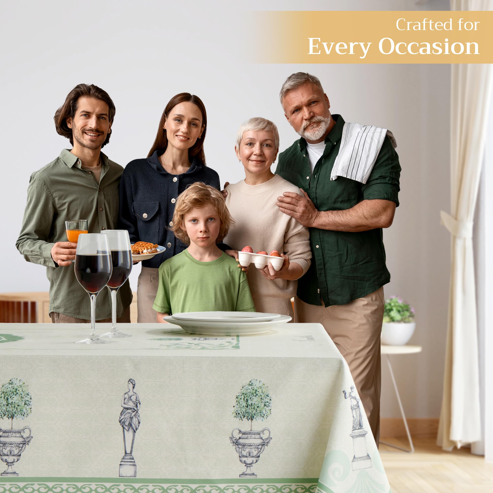 Maison d' Hermine Cotton Tablecloth 54"x72" - Jardin Du Roy, Rectangular, Farmhouse Style for Dining, Parties, Weddings