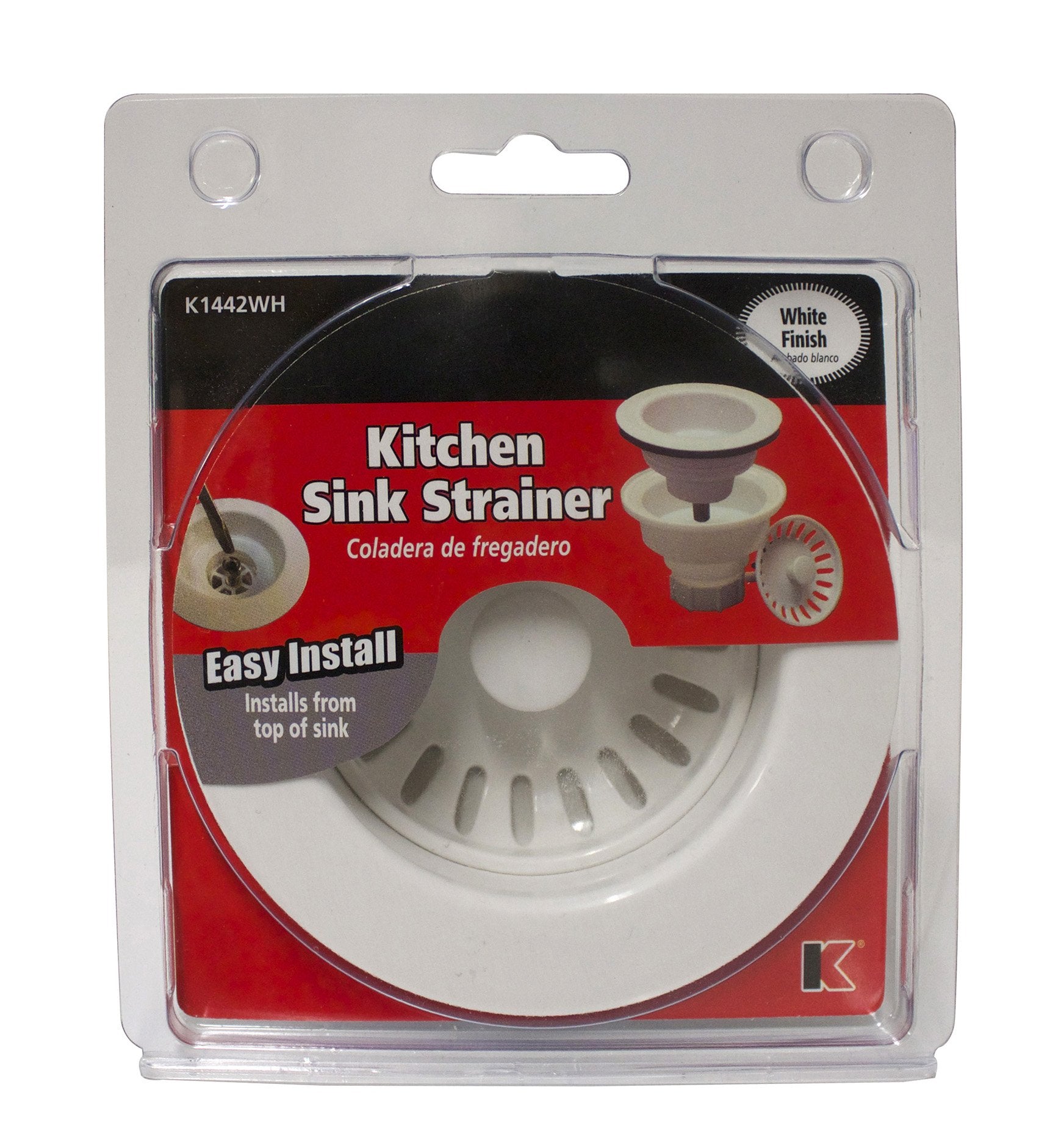 Plumb Pak K1442Wh Deep Cup Plastic Sink Strainer With Fixed Post Basket, White