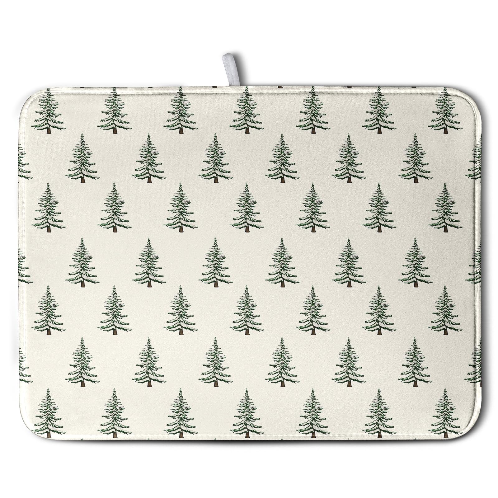 Kwlegh Christmas Tree Dish Drying Mat Winter Xmas Holiday Drying Mats Microfiber Absorbent Dishes Drying Pad Reusable Washable K