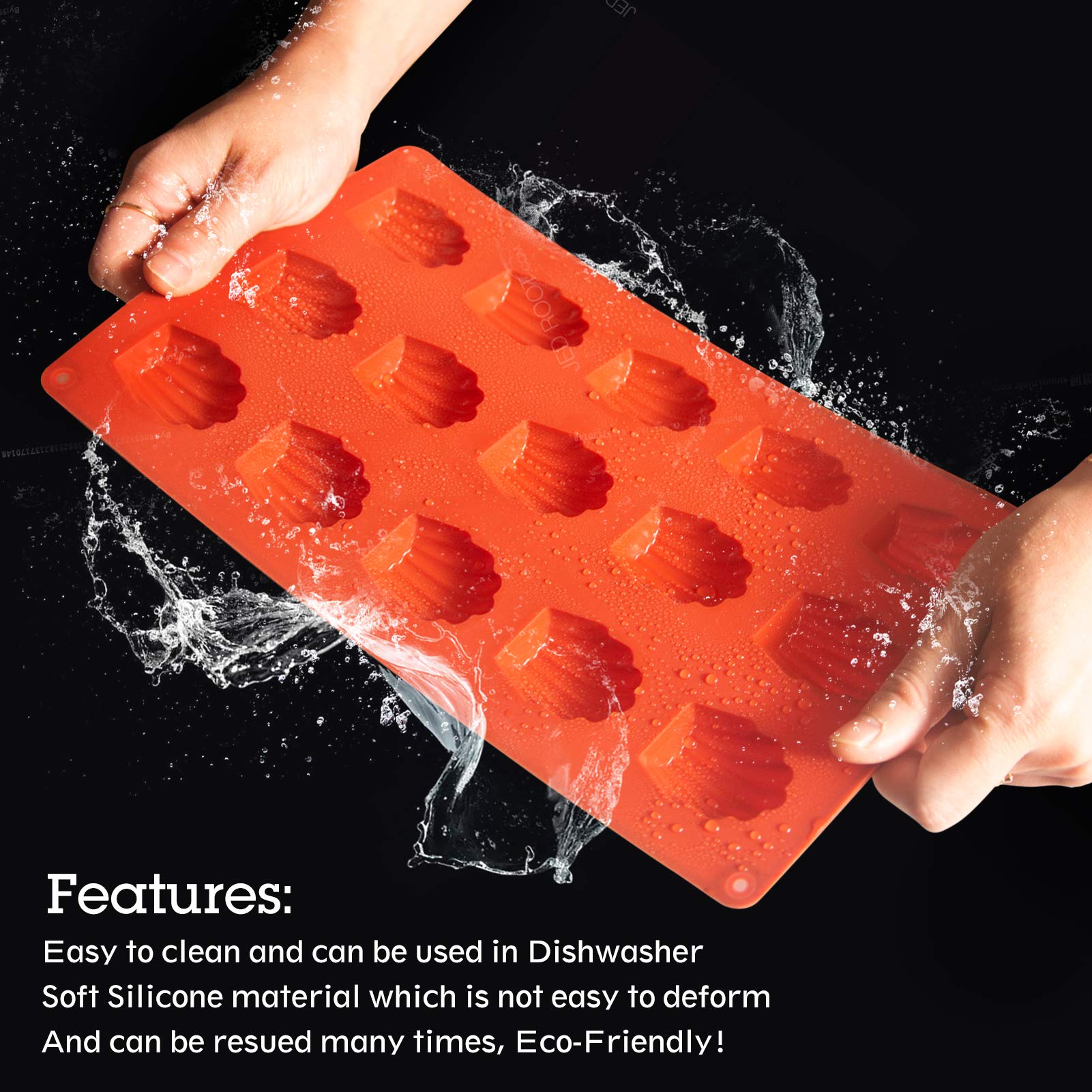 Dioycli 2 Pcs Madeleine Pan Silicone Madeline Cookies Pan 15 Cavities Madeleine Mold Nonstick Baking Pans For Make Cookies,Cake,