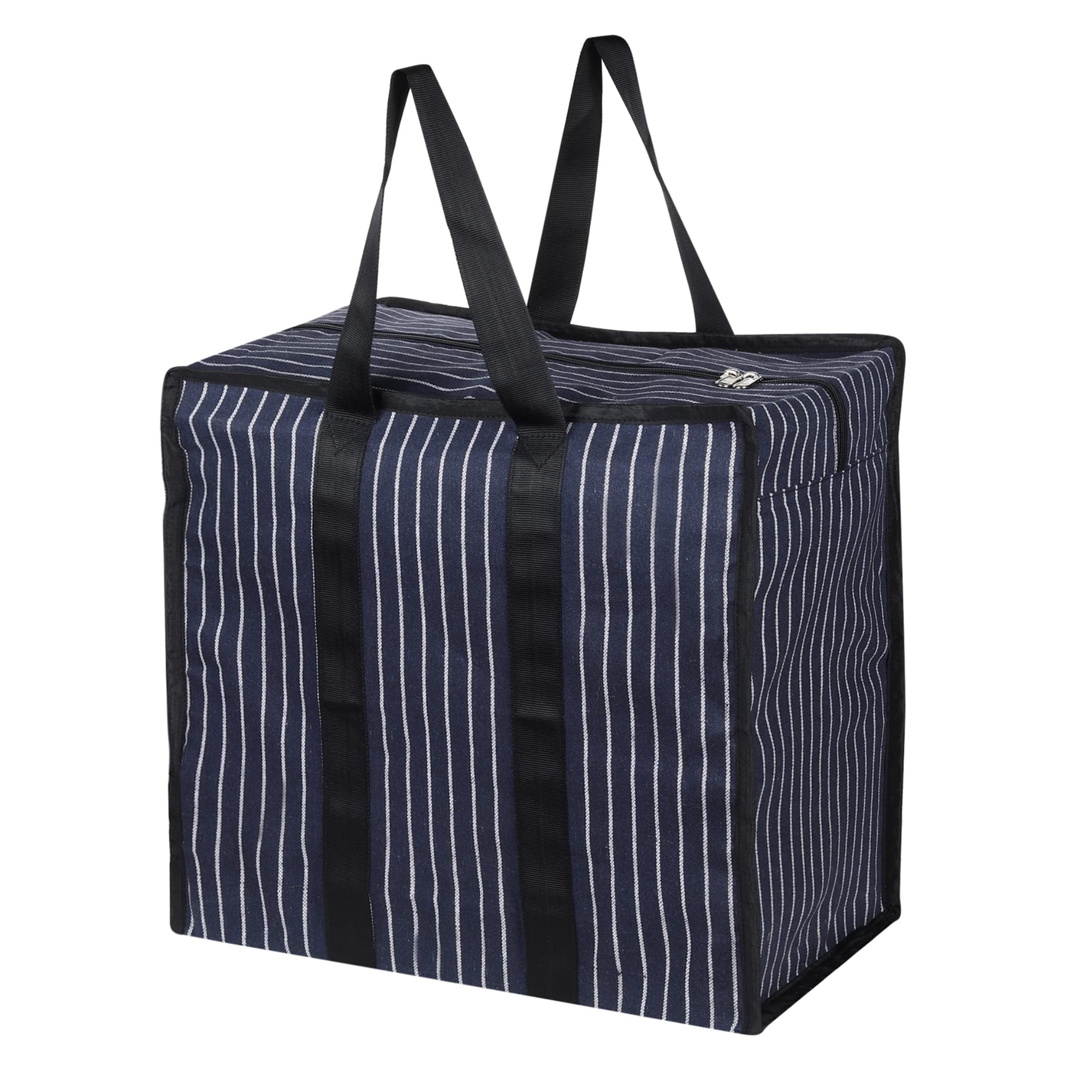Double R Bags Extra Large Multipurpose Heavy Duty Canvas Storage Organizer Shopper Bag With Strong Handles, Zip Cover & 1 Compar