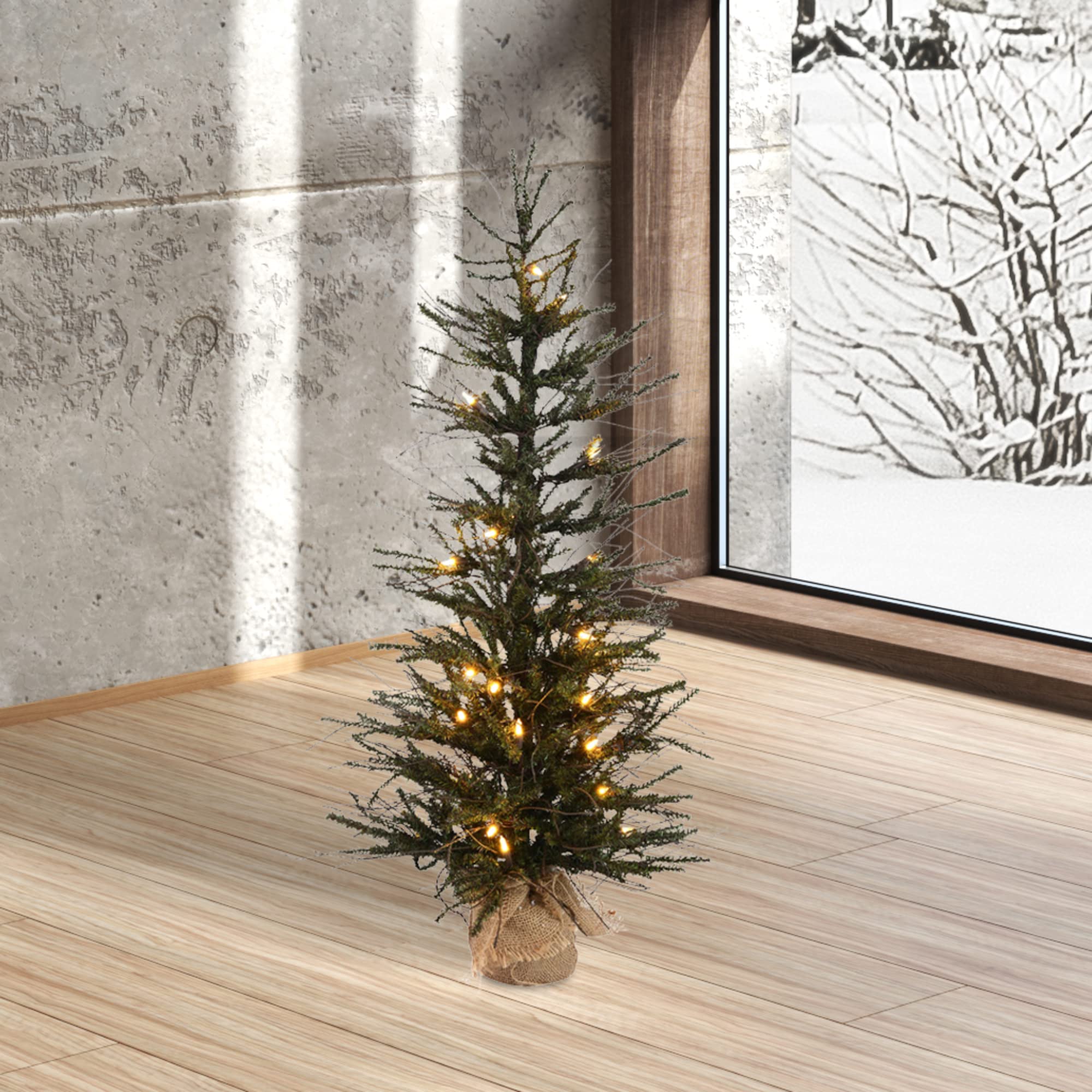 Vickerman 30 Vienna Twig Artificial Christmas Tree, Warm White Italian LED Mini Lights, Seasonal Indoor Home Decor with Decorati