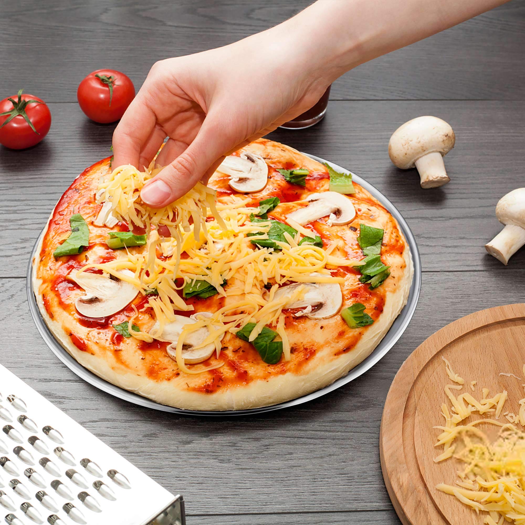 Teamfar Pizza Pan, 10 Inch Pizza Pan Stainless Steel Pizza Oven Pan Tray Round Pizza Baking Pan, Healthy & Sturdy, Dishwasher Sa