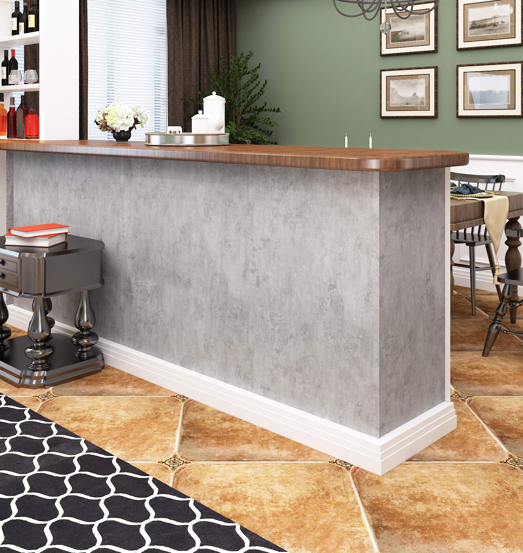 Livelynine Grey Concrete Wallpaper Peel and Stick Gray Concrete Contact Paper for Countertops Kitchen Counter Top Table Desk Top Wrap Waterproof Industrial Bathroom Walls Textured Thick 15.8x78.8