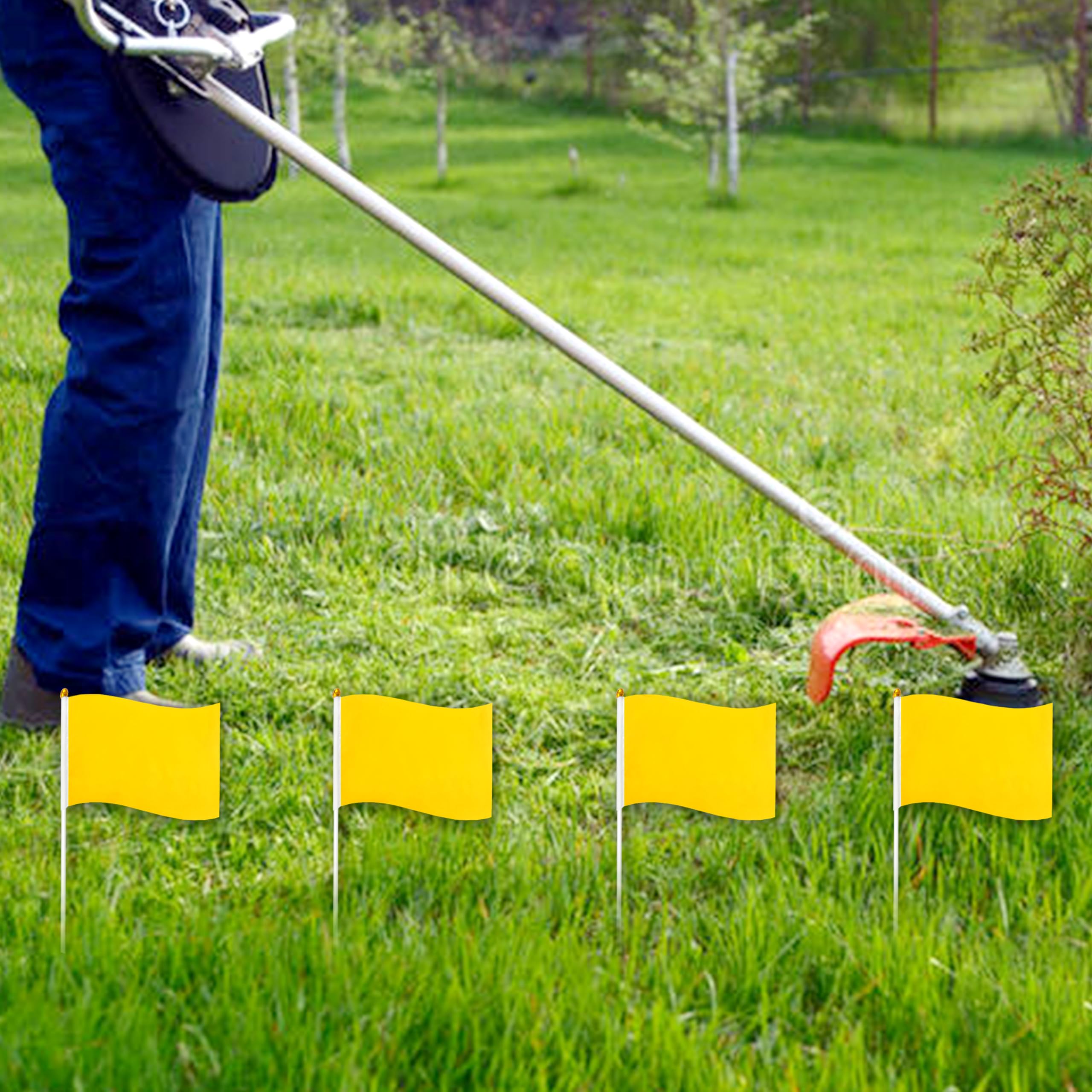Kerda 25 Pack Solid Yellow Flags Small Mini Yellow Diy Graffiti Flags On Stick,Party Decorations For Grand Opening,Kids Birthday