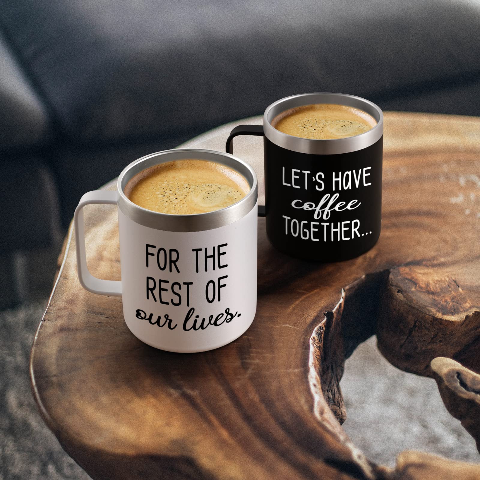Gingprous Lets Have Coffee Together For The Rest Of Our Lives Insulated Coffee Mug Set, Engagement Wedding Gift For Couple Brida