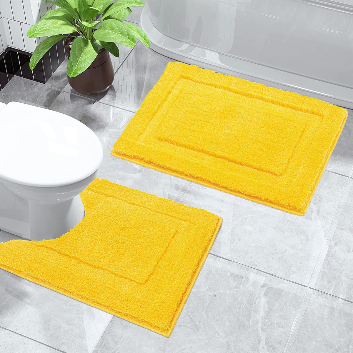 Shacos Small Bathroom Toilet Rugs Set Of 2 Pieces Bath Mats With U Shape Toilet Mats 16X24 + 20X24 Inch Soft Absorbent Bath Rugs