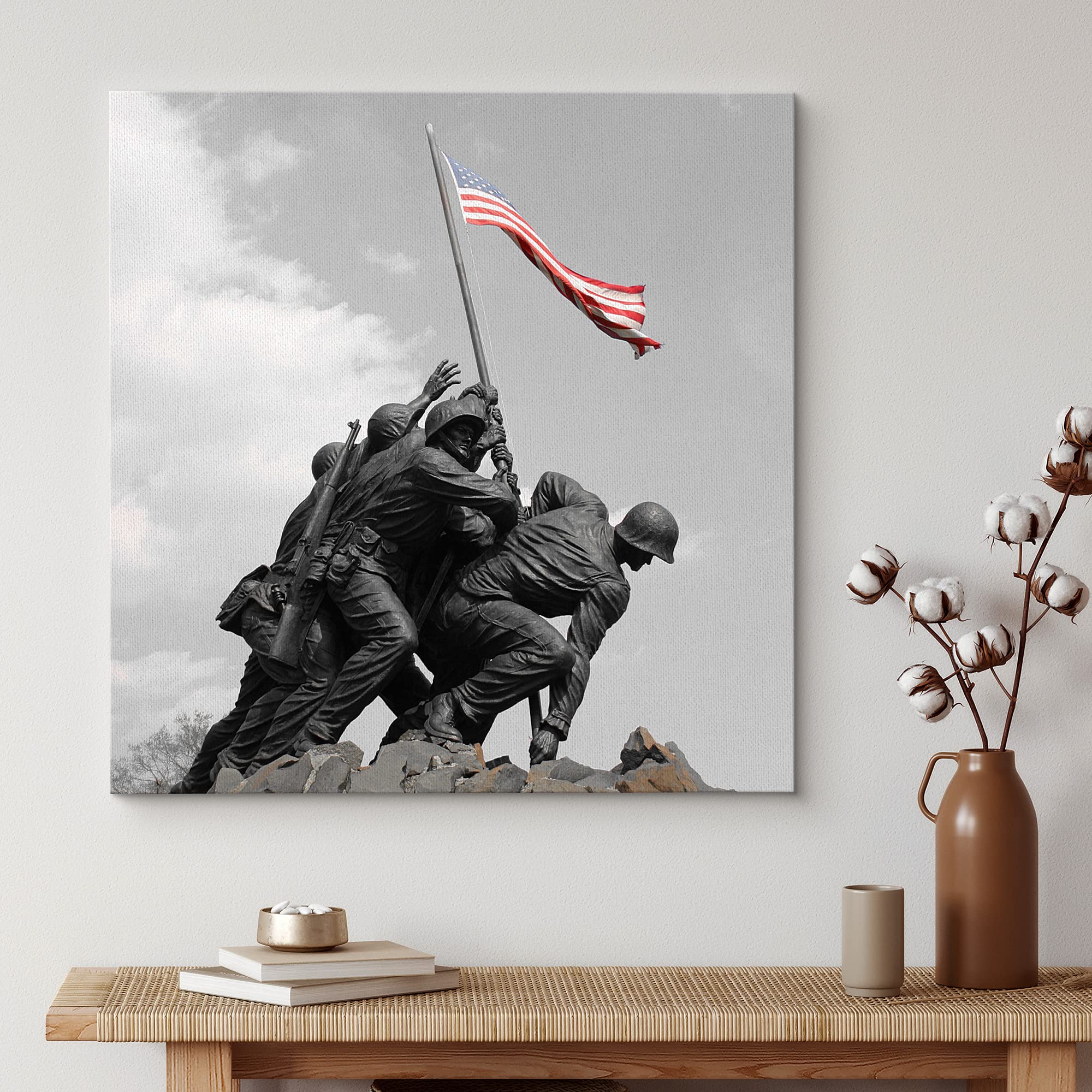 Wall26 Canvas Print Wall Art Raising The American Flag At Iwo Jima Historic Cultural Photography Pop Art Traditional Scenic Colo