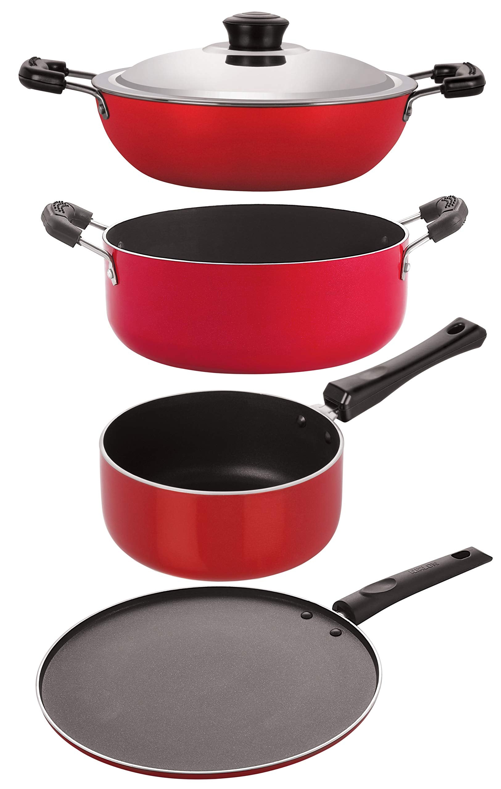 Nirlon NonStick Kitchenware Cooking Utencil Combo Set Of 4Pcs (Dkd(B)_Sp(B)_St11_Cs24)